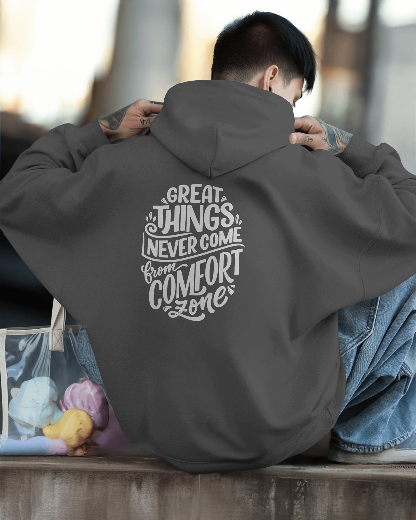 Inspirational Quote Hoodie For Men Back Design