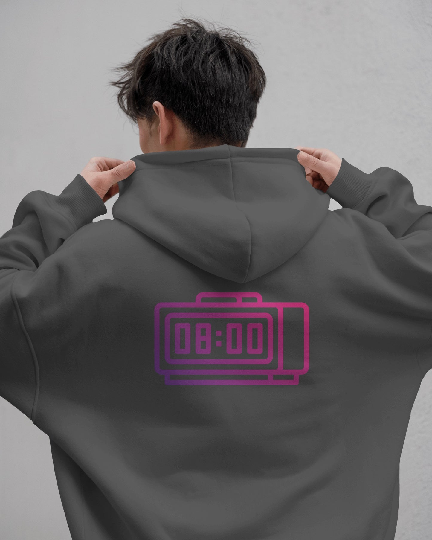 Retro Alarm Clock Men's Back Design Heavy Blend™ Hoodie
