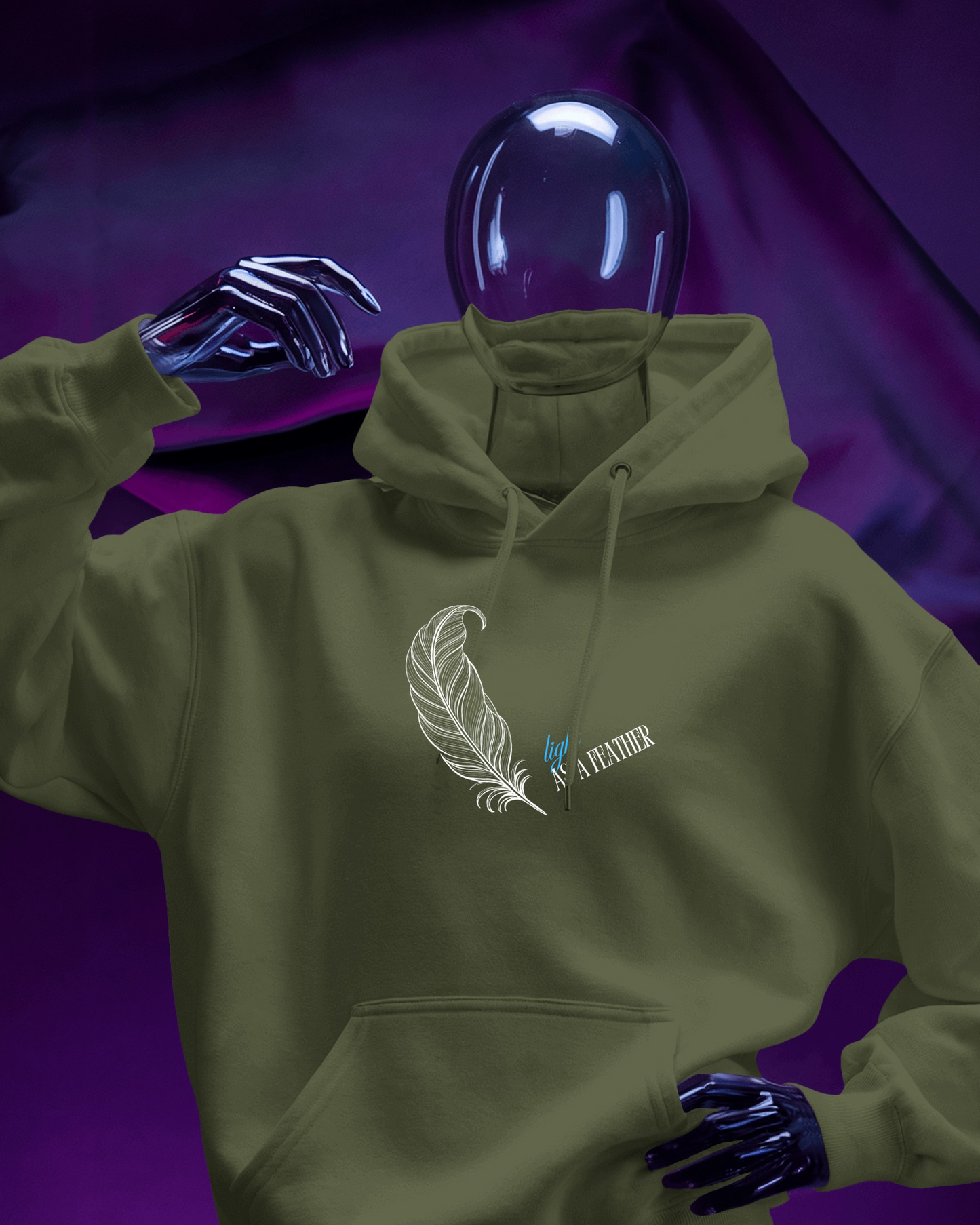 Inspirational Feather Men Heavy Blend Hoodie- Exclusive Minimal Design