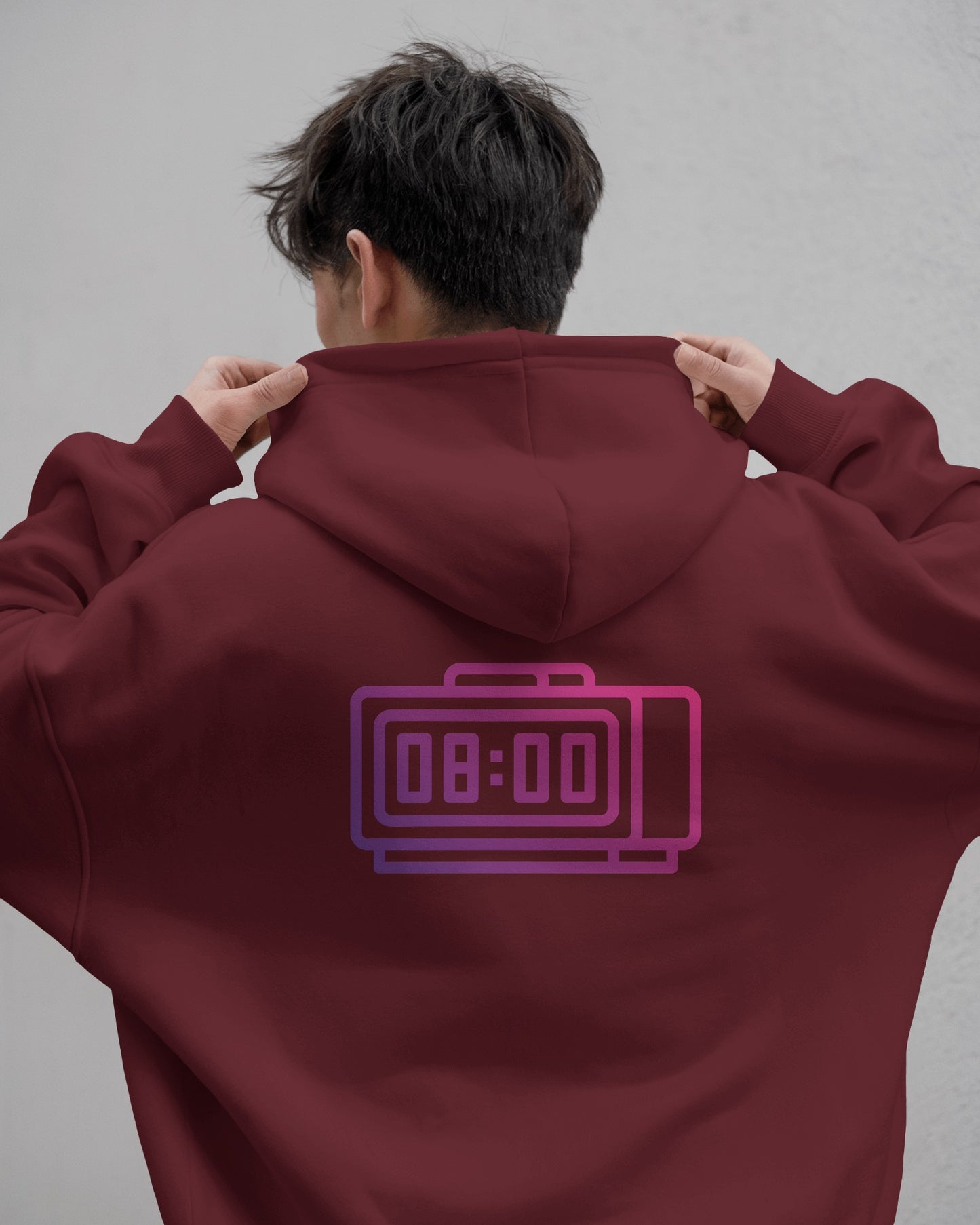 Retro Alarm Clock Men's Back Design Heavy Blend™ Hoodie