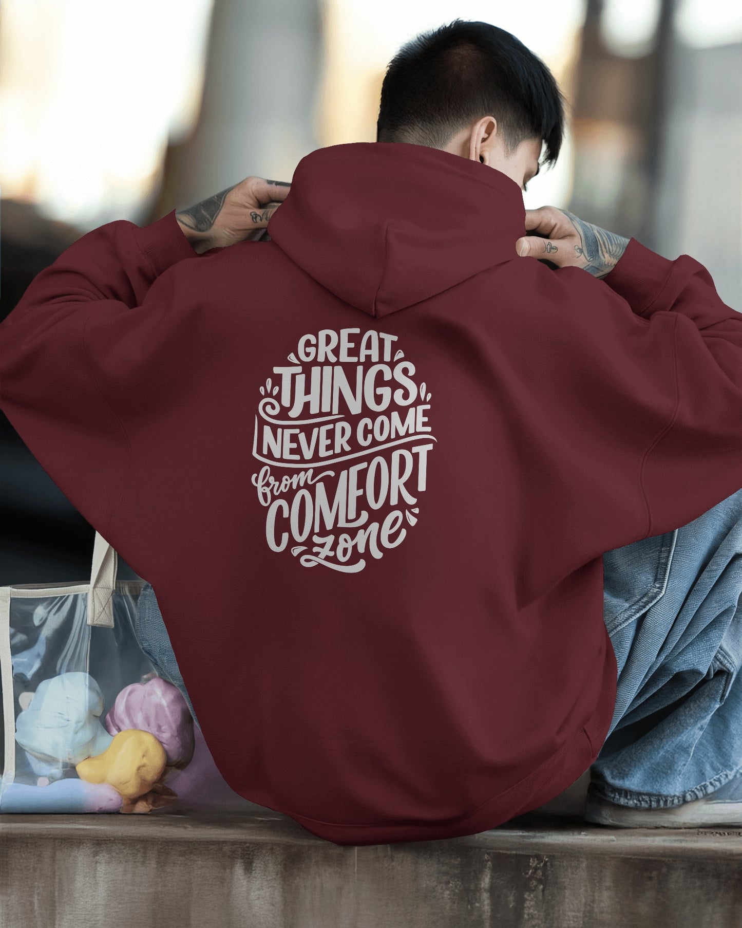 Inspirational Quote Hoodie For Men Back Design