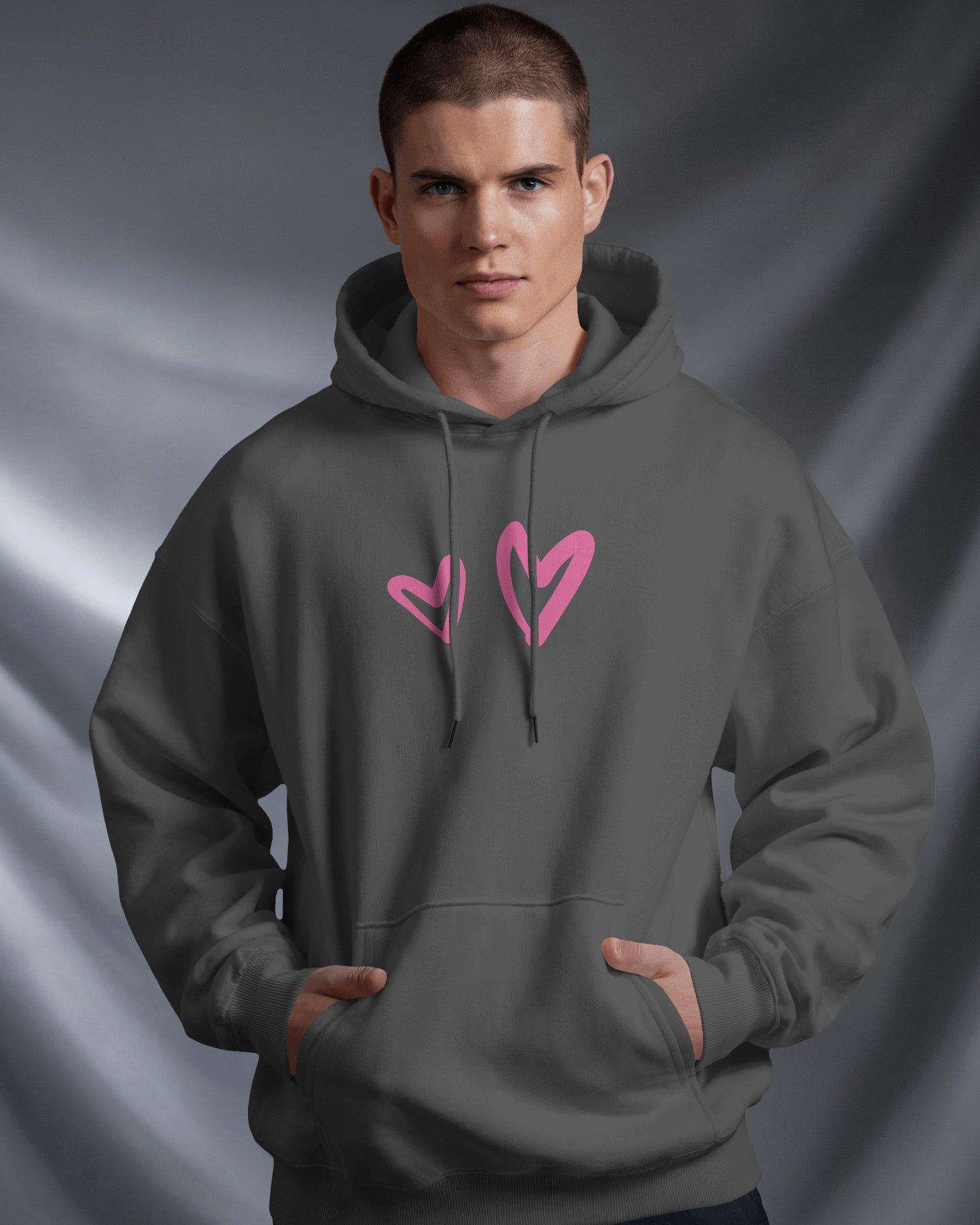 Cute Heart Graphic Men Hoodie - Perfect for Everyday Comfort