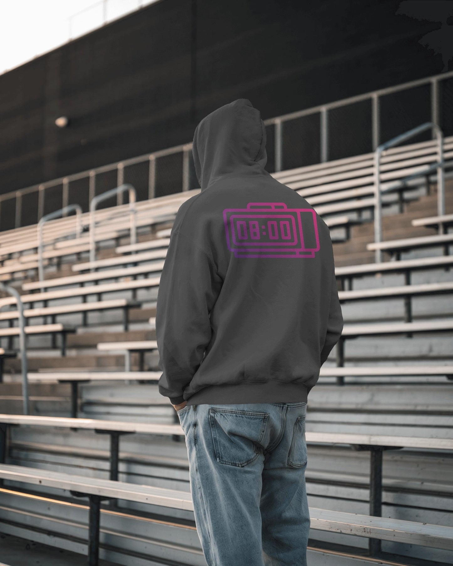 Retro Alarm Clock Men's Back Design Heavy Blend™ Hoodie