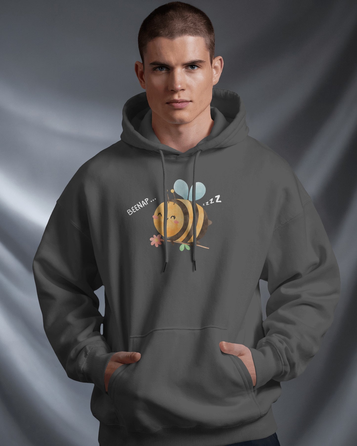Cute Bee Design - Men's Heavy Blend Hoodie with Floral Design