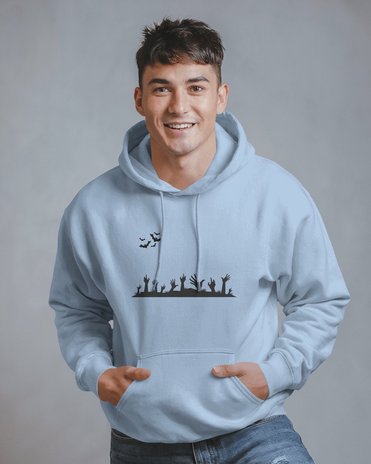 Halloween Themed Men Heavy Blend Hoodie with Spooky Design