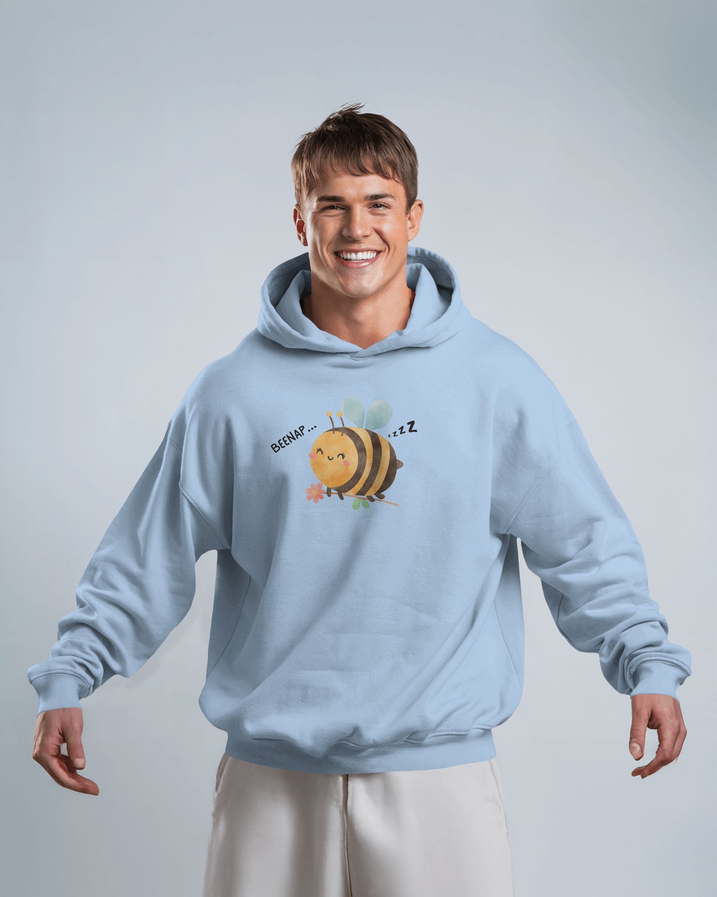 Cute Bee Design - Men's Heavy Blend Hoodie with Floral Design