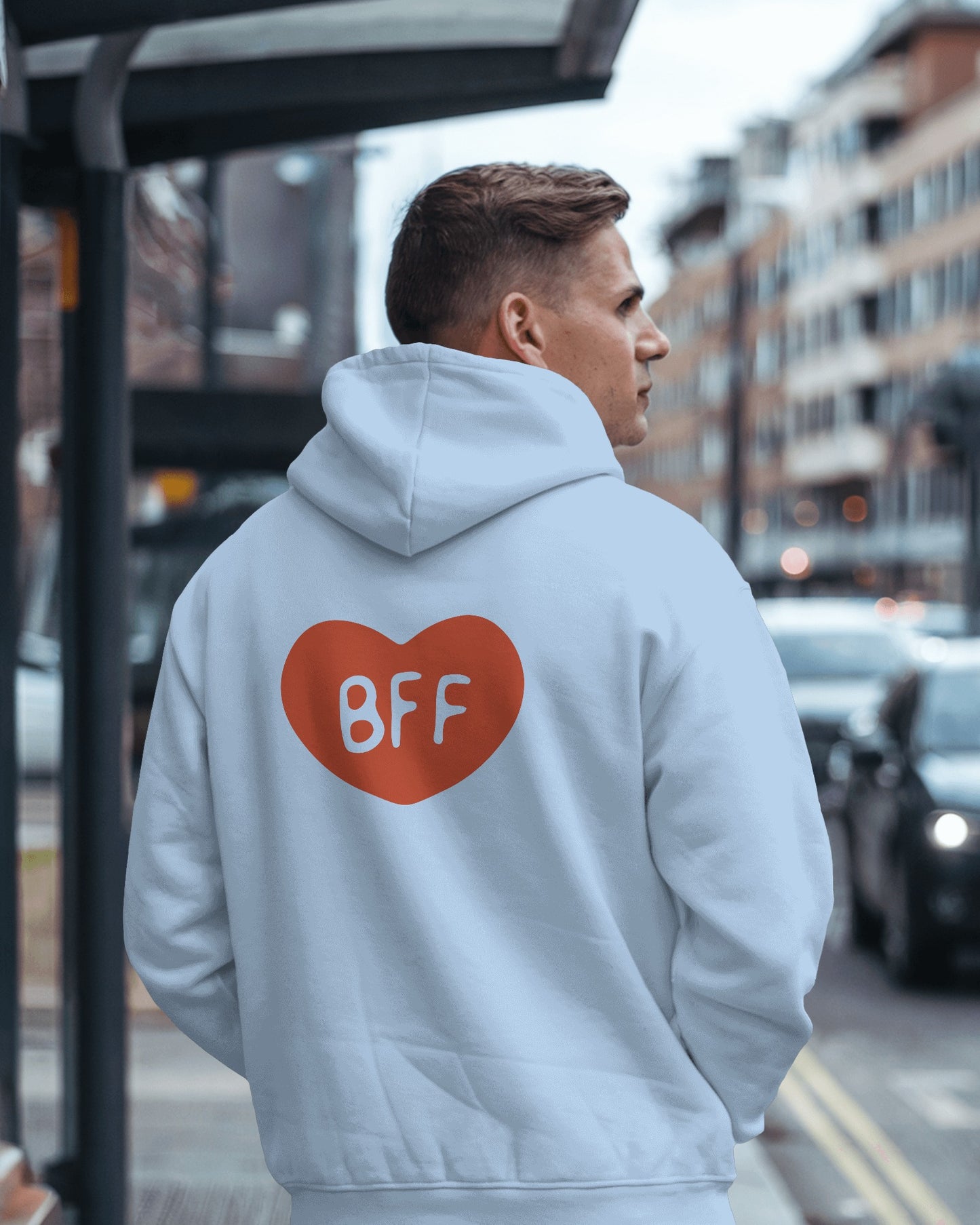 BFF Heart Hoodie - Men's Heavy Blend for Friendship Celebrations