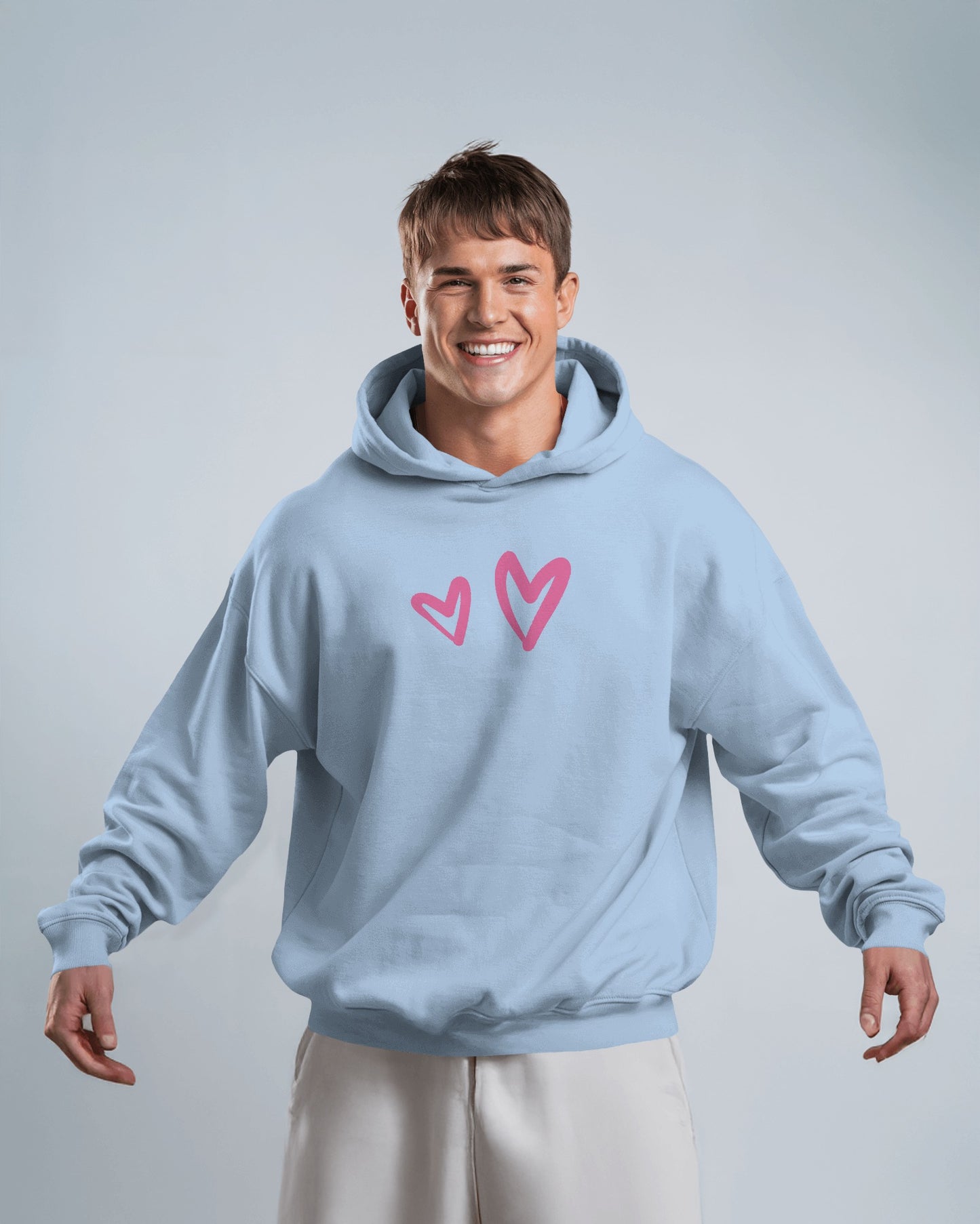 Cute Heart Graphic Men Hoodie - Perfect for Everyday Comfort