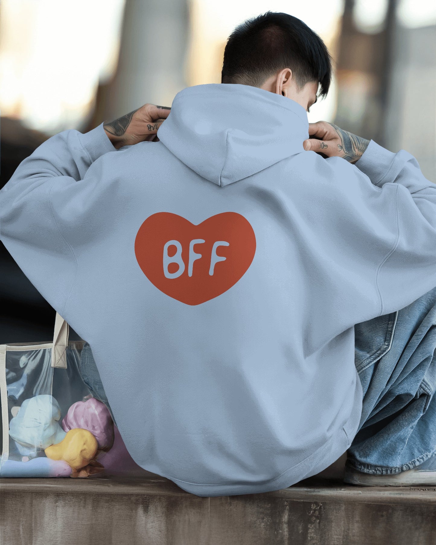 BFF Heart Hoodie - Men's Heavy Blend for Friendship Celebrations