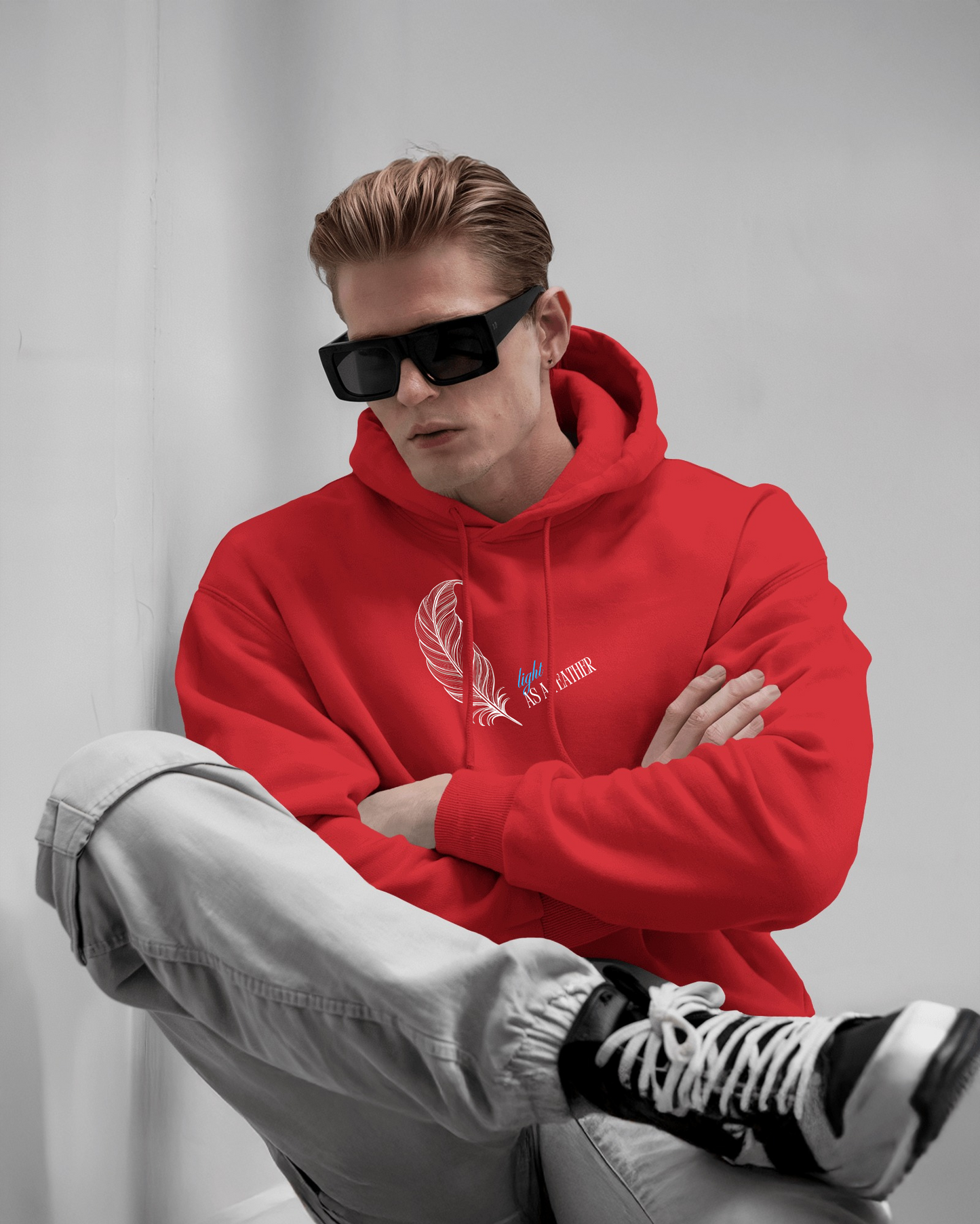 Inspirational Feather Men Heavy Blend Hoodie- Exclusive Minimal Design
