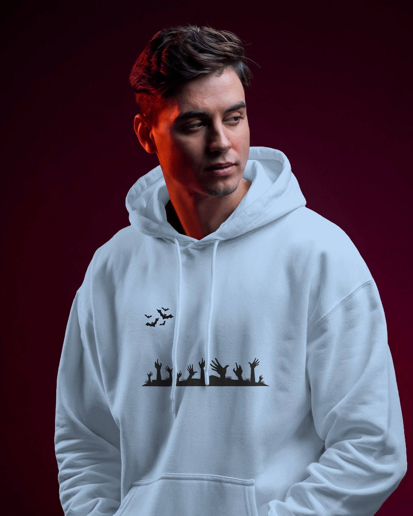 Halloween Themed Men Heavy Blend Hoodie with Spooky Design