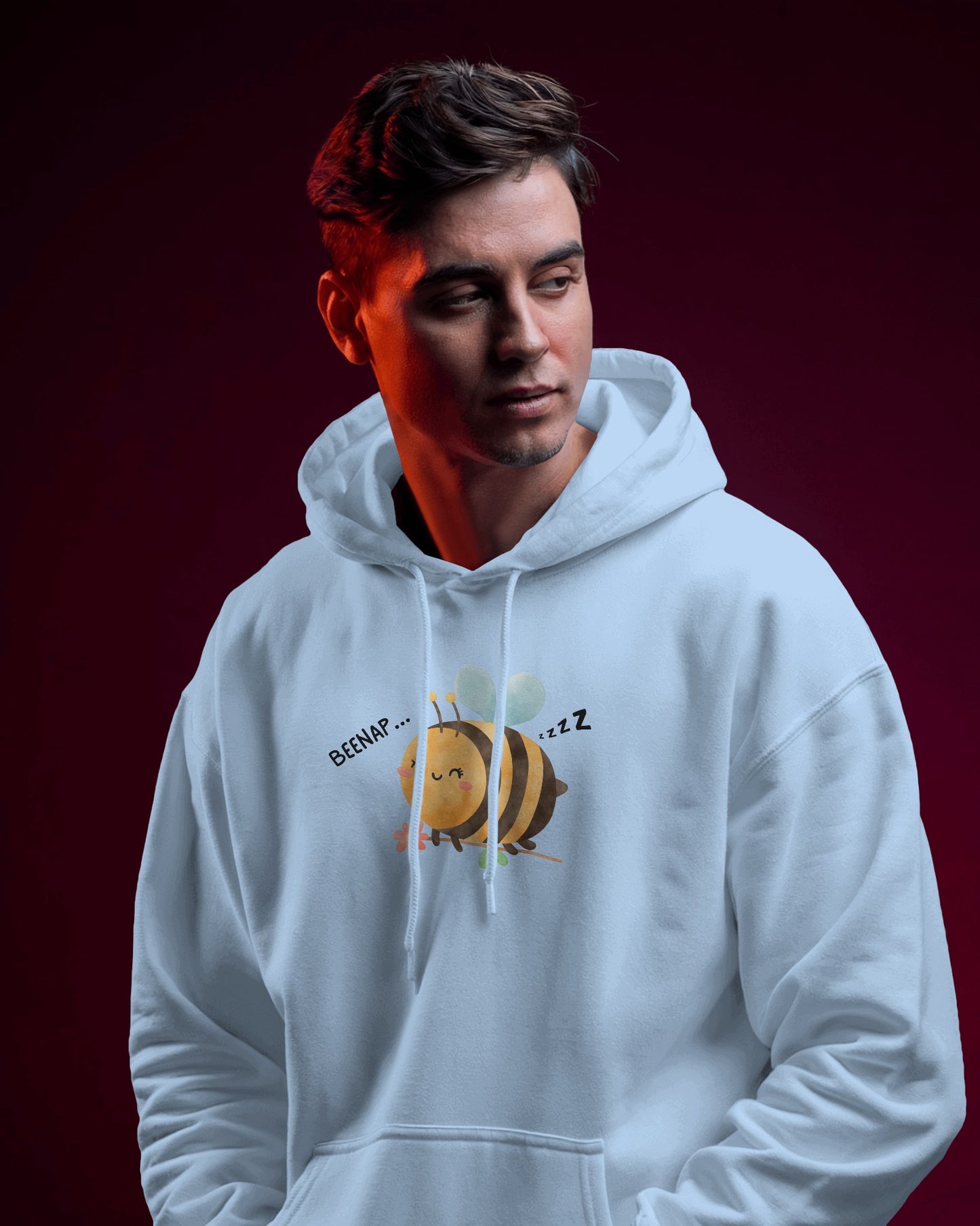 Cute Bee Design - Men's Heavy Blend Hoodie with Floral Design