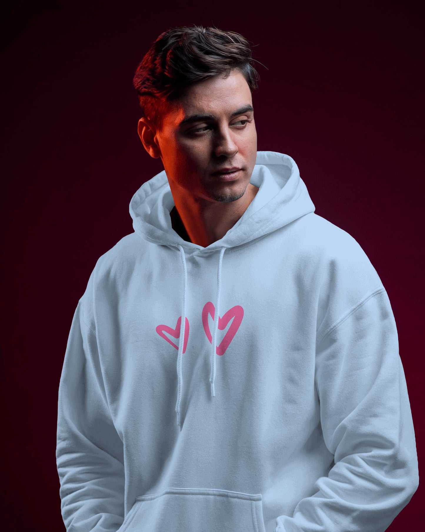 Cute Heart Graphic Men Hoodie - Perfect for Everyday Comfort
