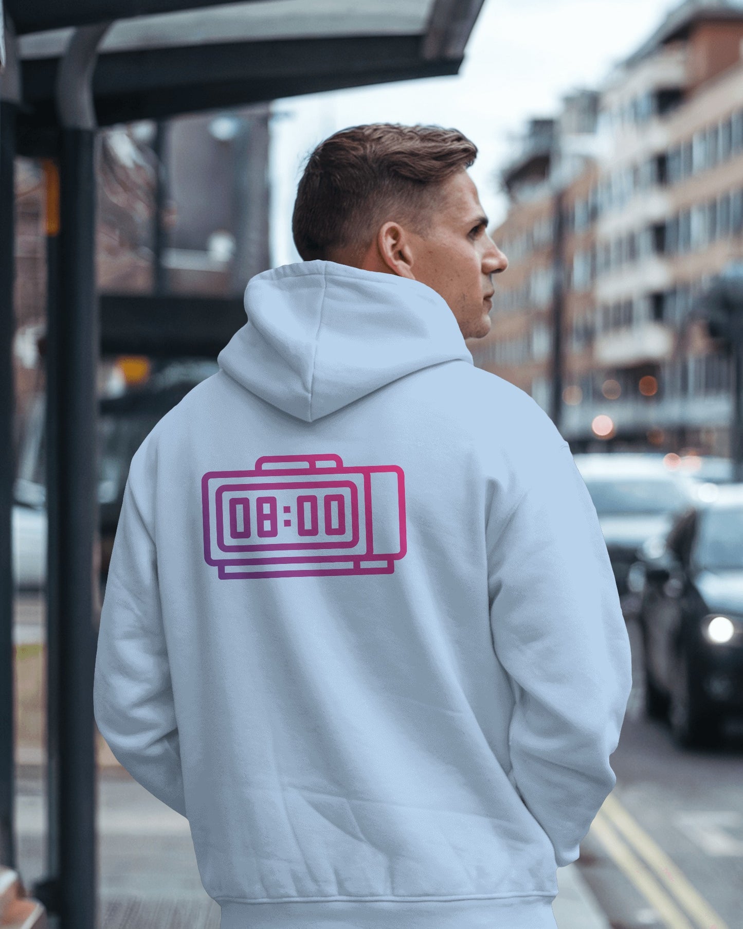 Retro Alarm Clock Men's Back Design Heavy Blend™ Hoodie