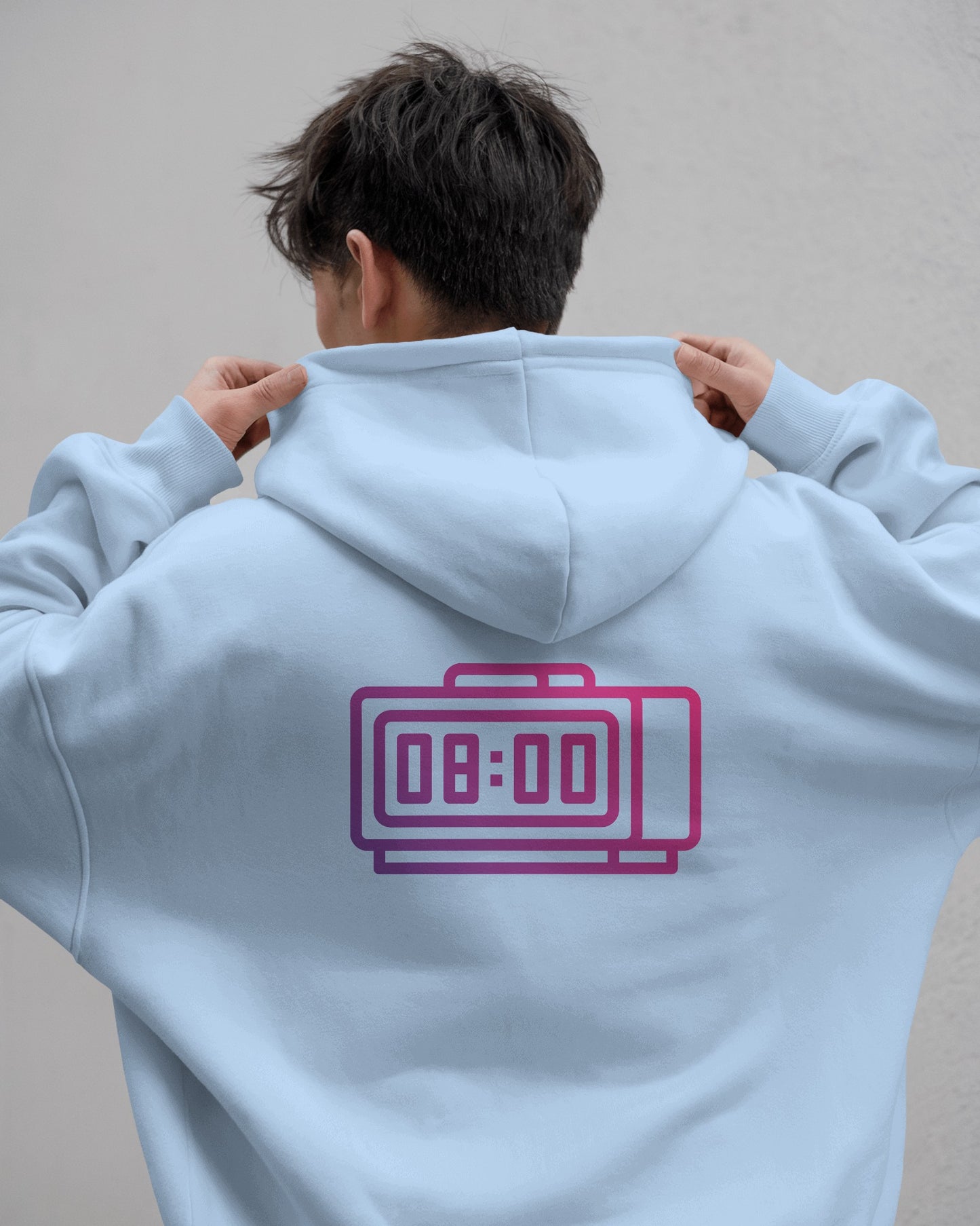 Retro Alarm Clock Men's Back Design Heavy Blend™ Hoodie