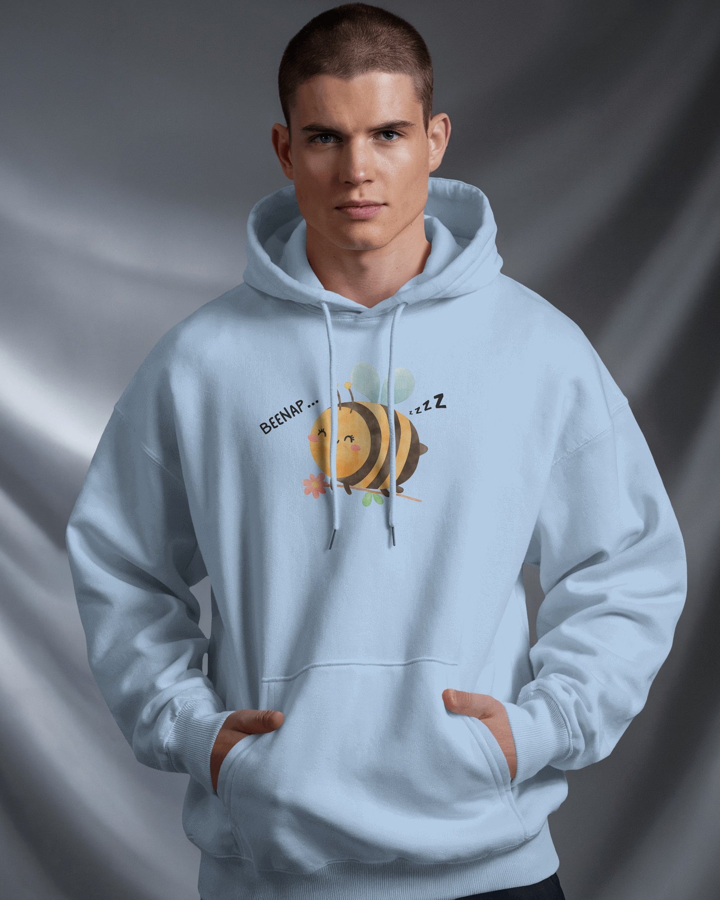 Cute Bee Design - Men's Heavy Blend Hoodie with Floral Design