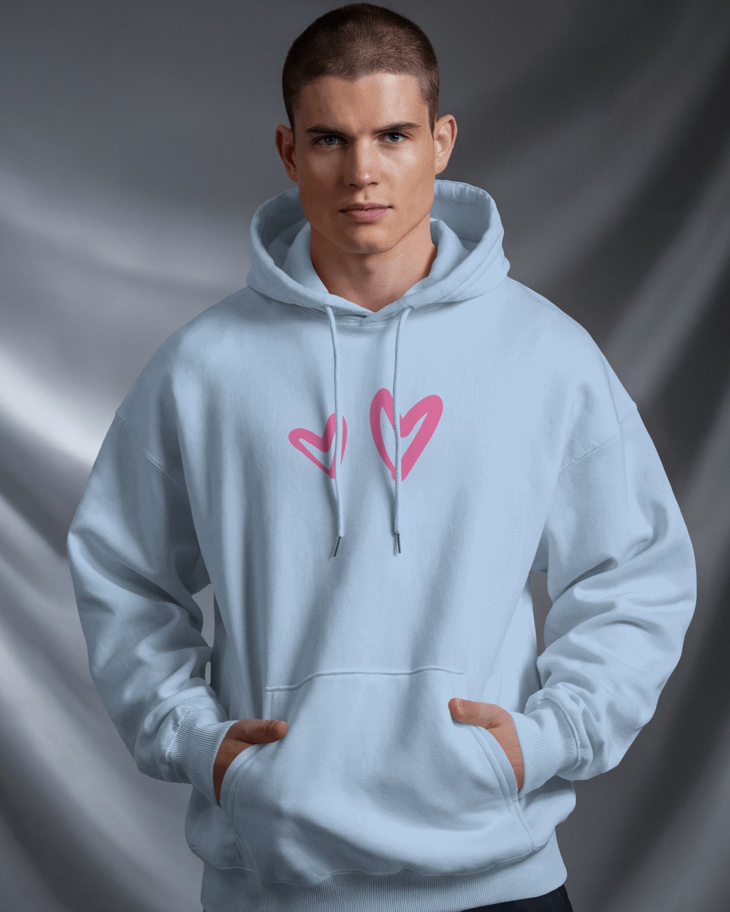 Cute Heart Graphic Men Hoodie - Perfect for Everyday Comfort