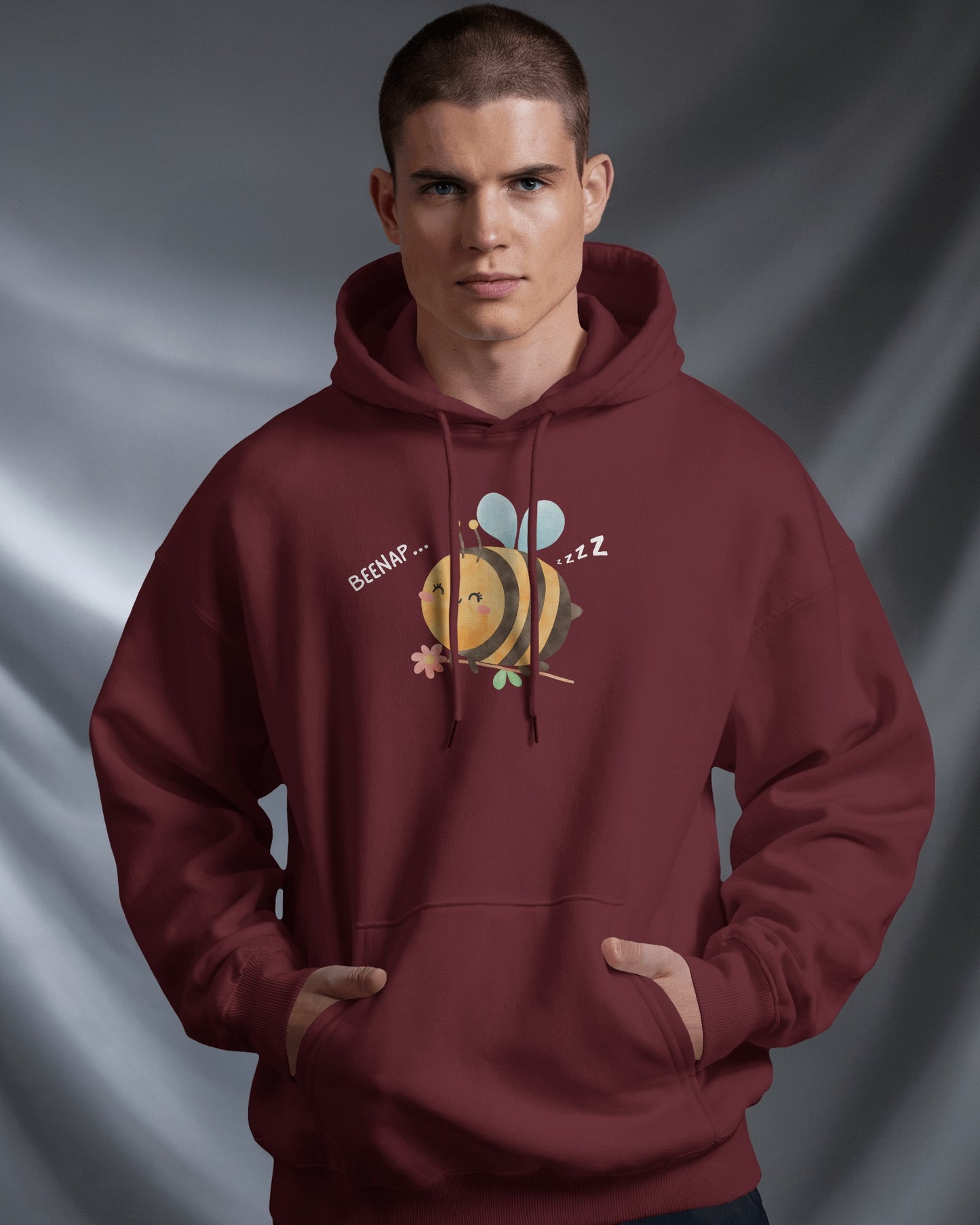 Cute Bee Design - Men's Heavy Blend Hoodie with Floral Design