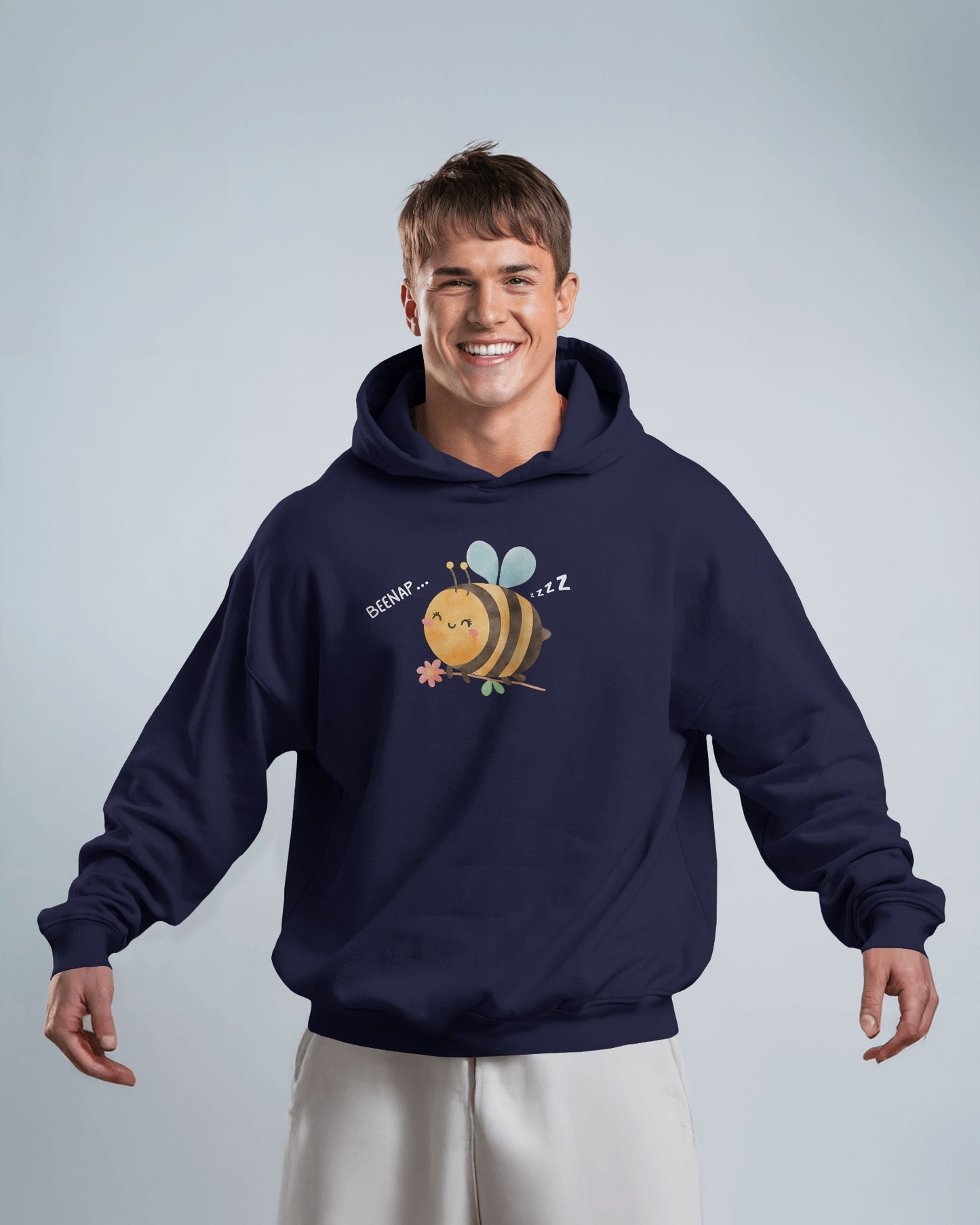 Cute Bee Design - Men's Heavy Blend Hoodie with Floral Design
