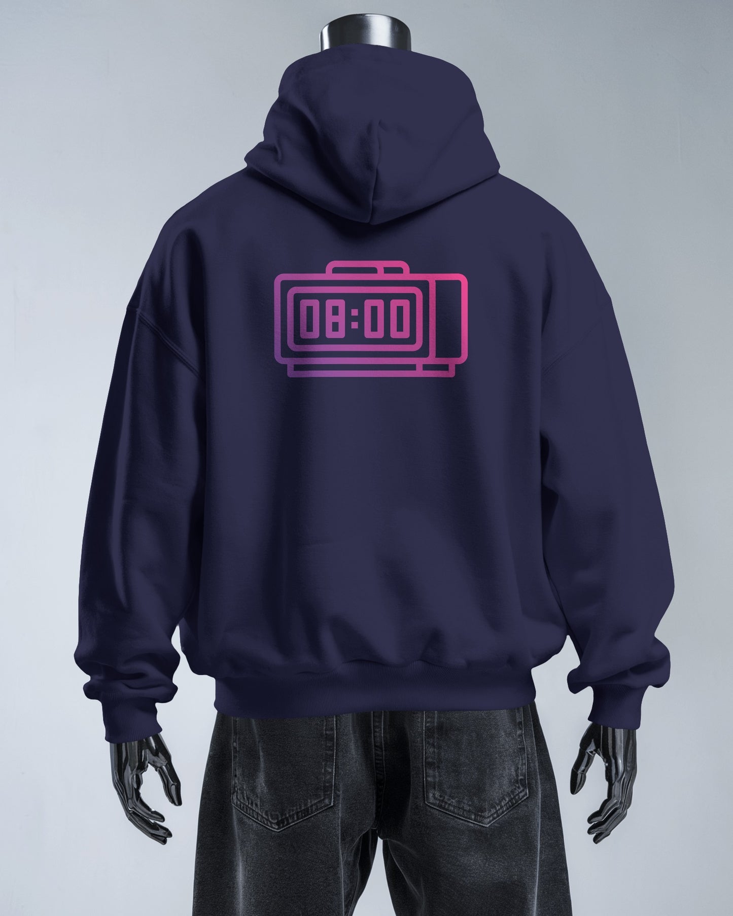Retro Alarm Clock Men's Back Design Heavy Blend™ Hoodie