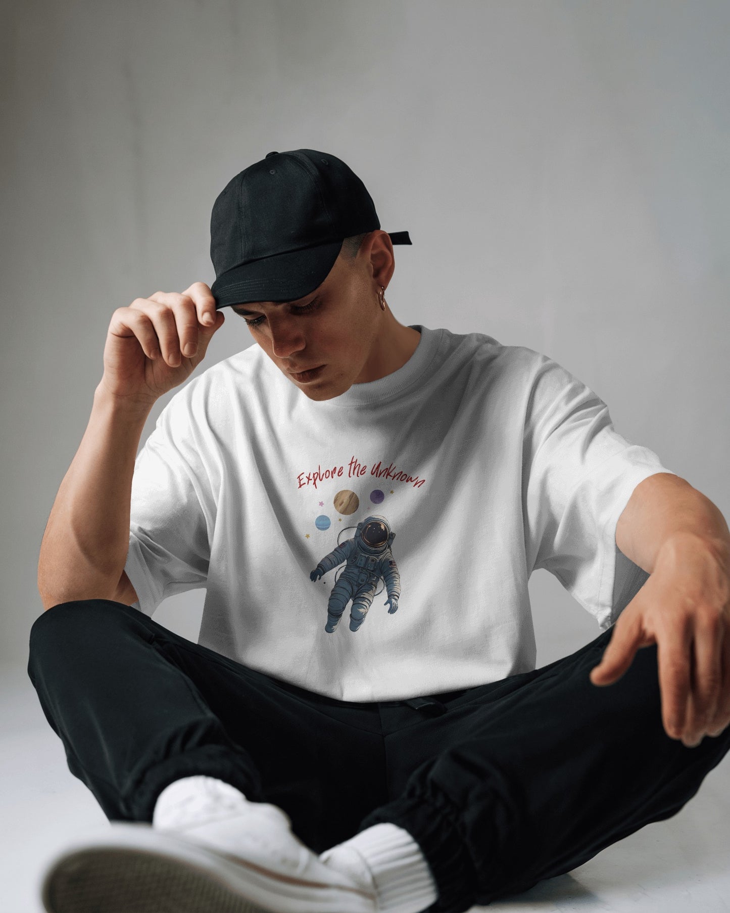 Explore the Unknown Men Heavy Cotton Tee - Astronaut Graphic Shirt