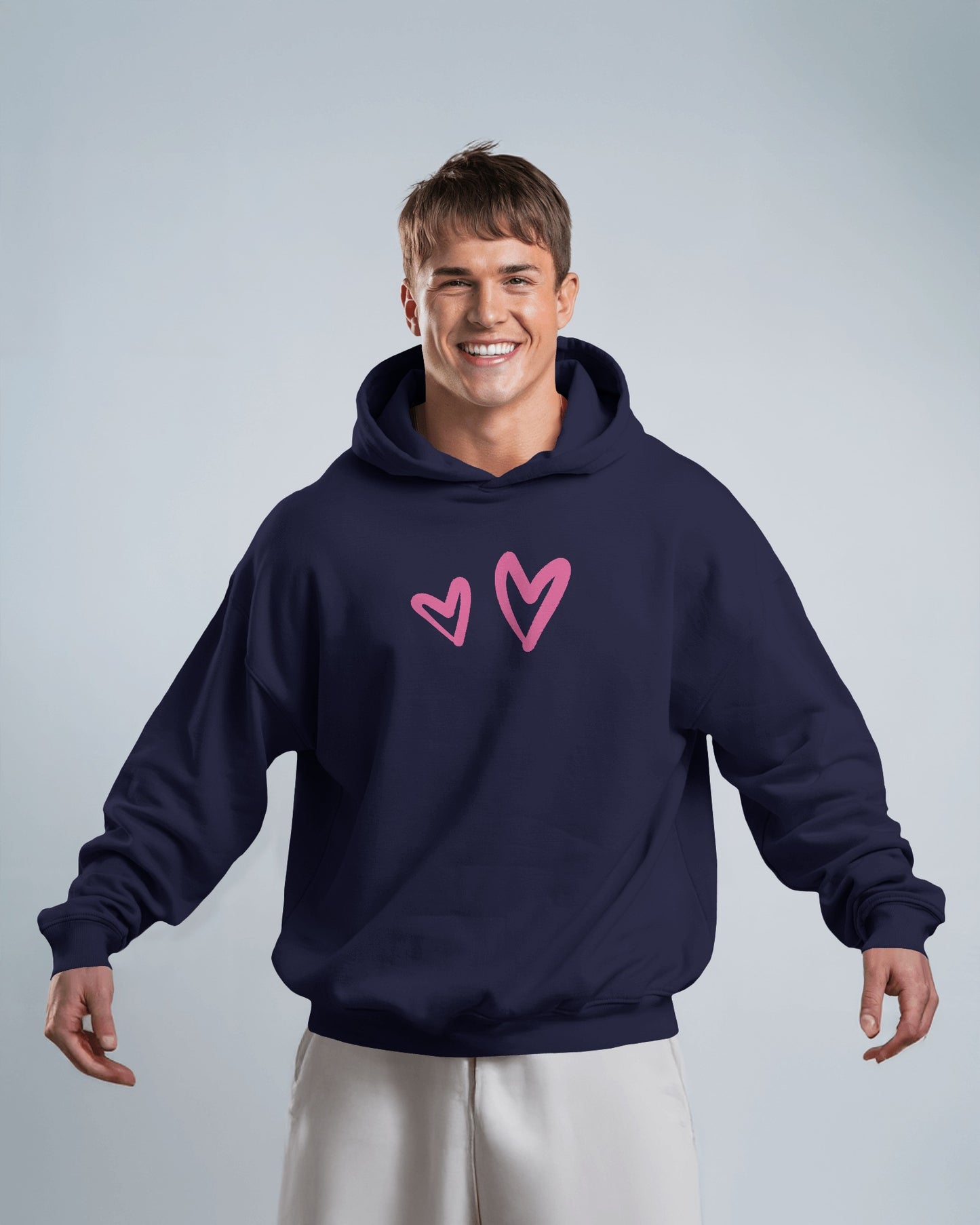 Cute Heart Graphic Men Hoodie - Perfect for Everyday Comfort