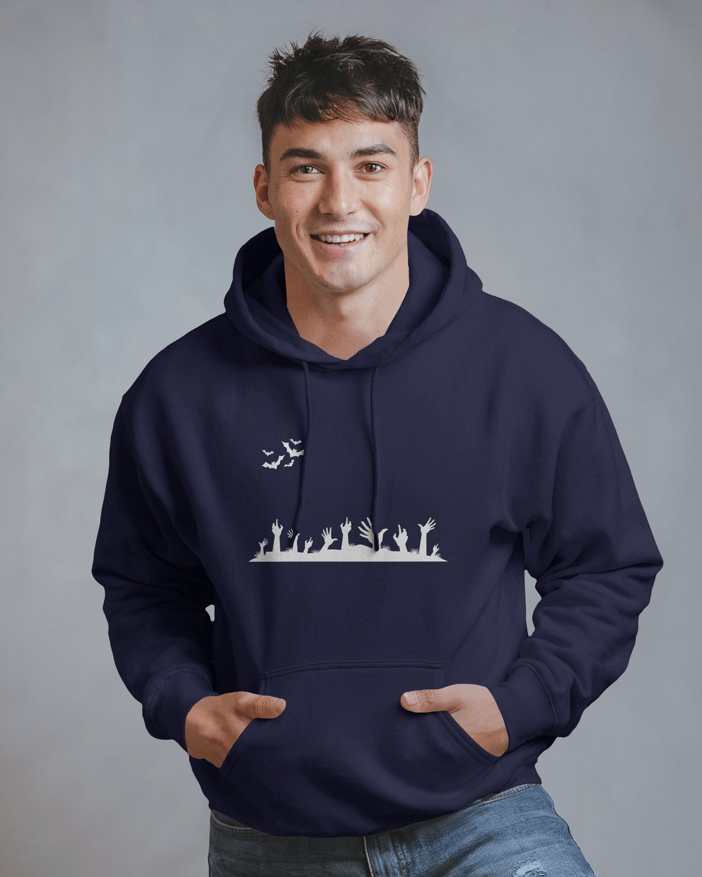 Halloween Themed Men Heavy Blend Hoodie with Spooky Design
