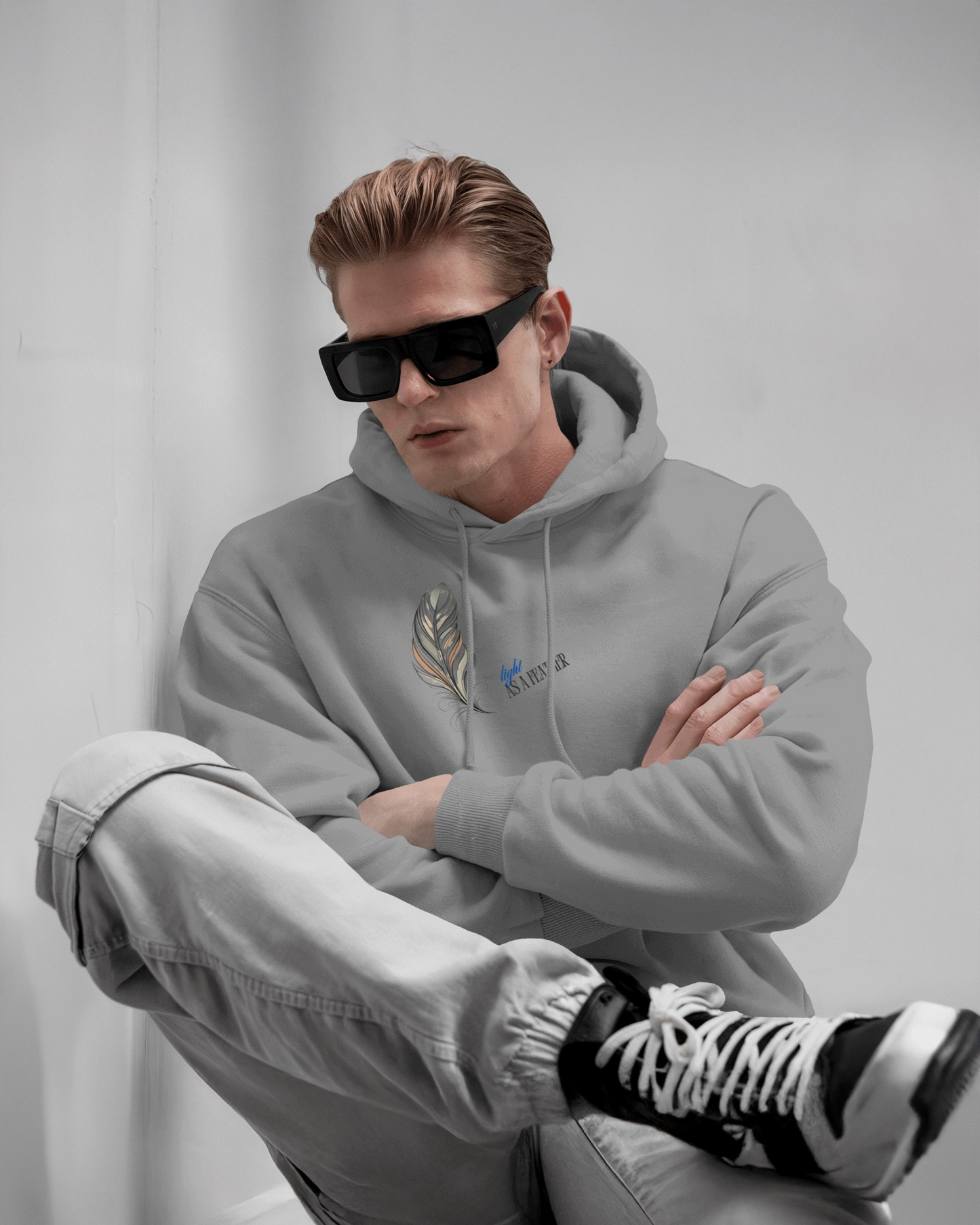 Inspirational Feather Men Heavy Blend Hoodie- Exclusive Minimal Design