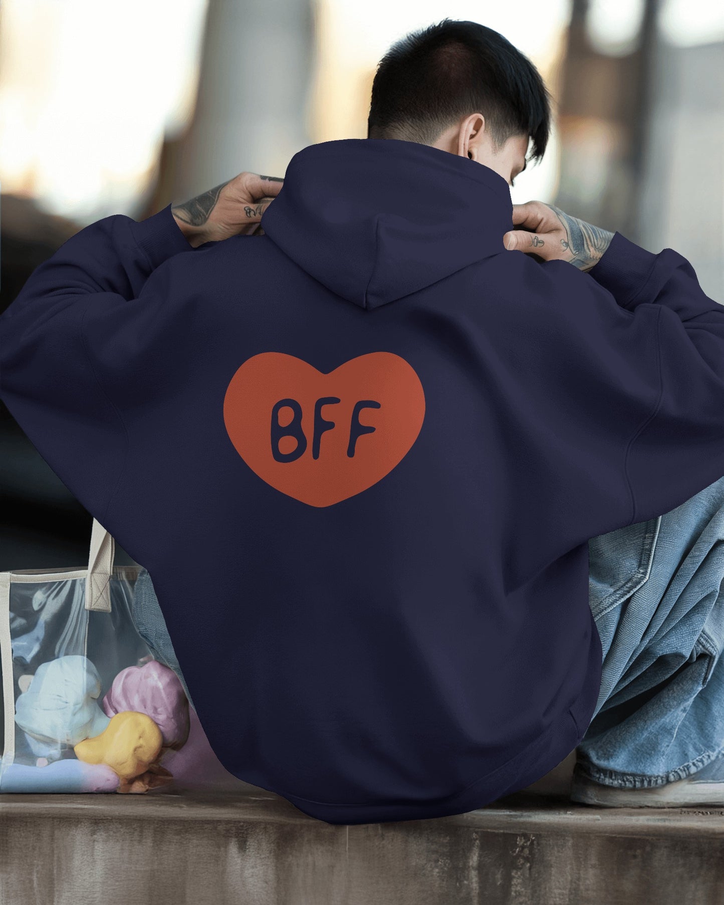 BFF Heart Hoodie - Men's Heavy Blend for Friendship Celebrations
