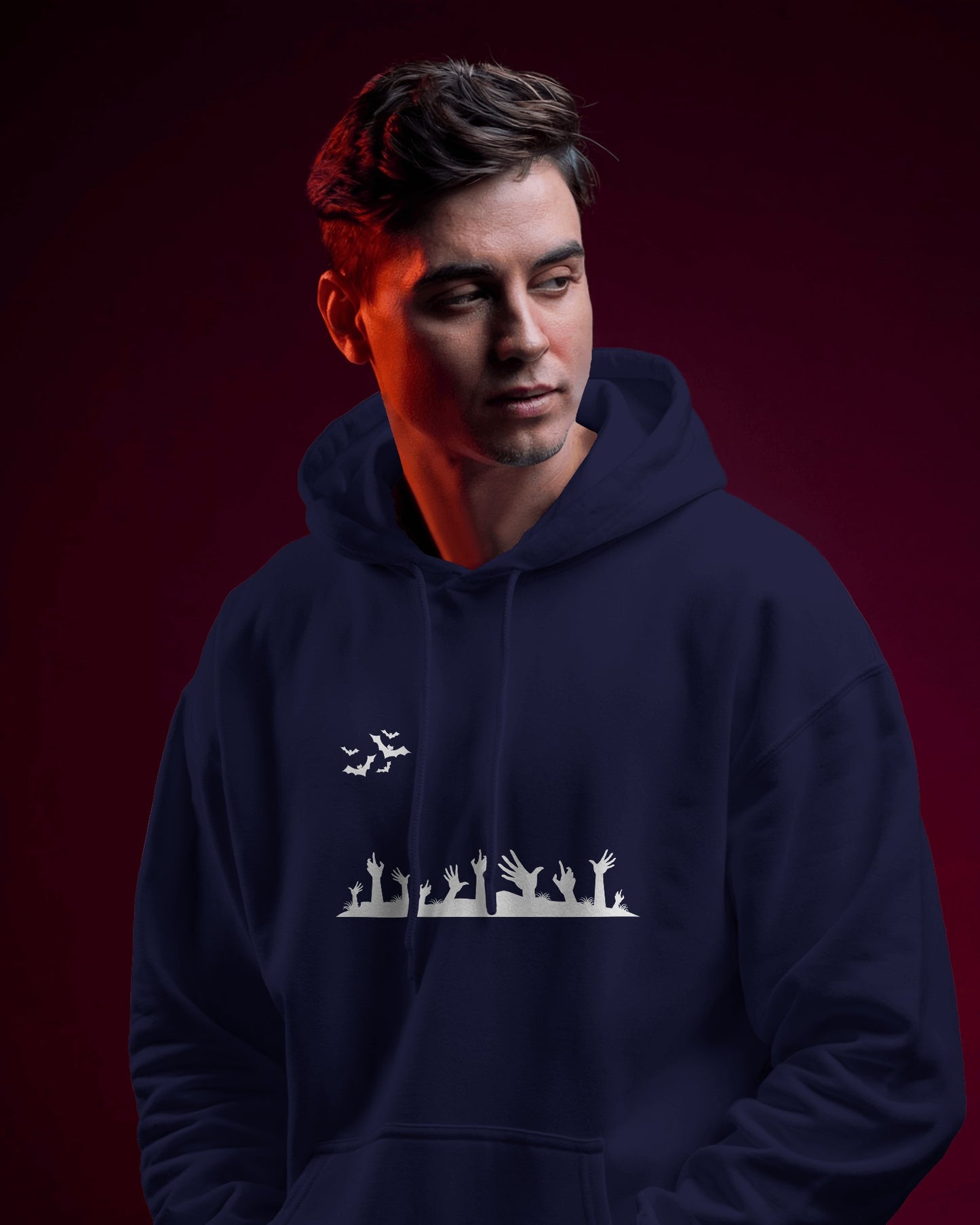Halloween Themed Men Heavy Blend Hoodie with Spooky Design