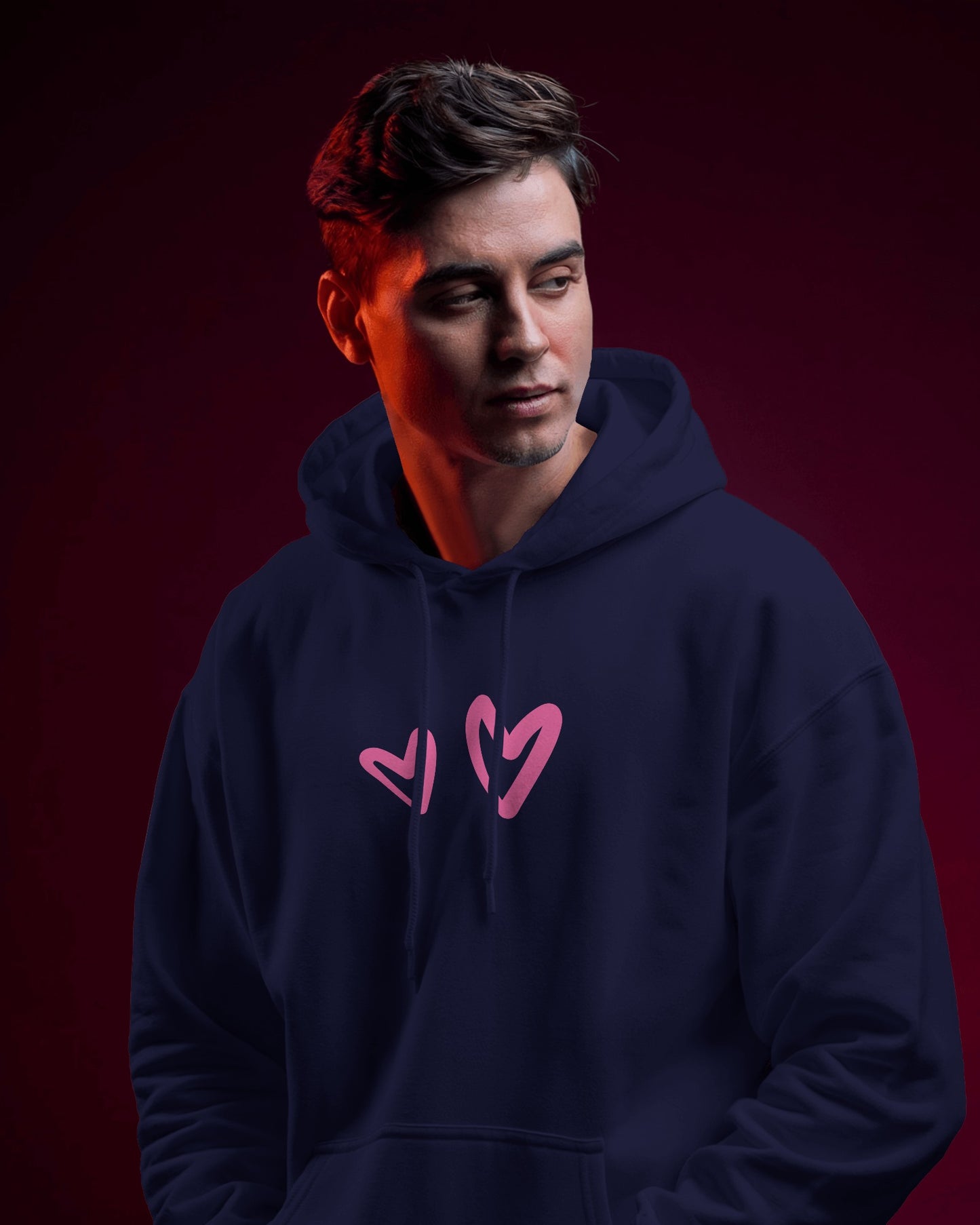 Cute Heart Graphic Men Hoodie - Perfect for Everyday Comfort