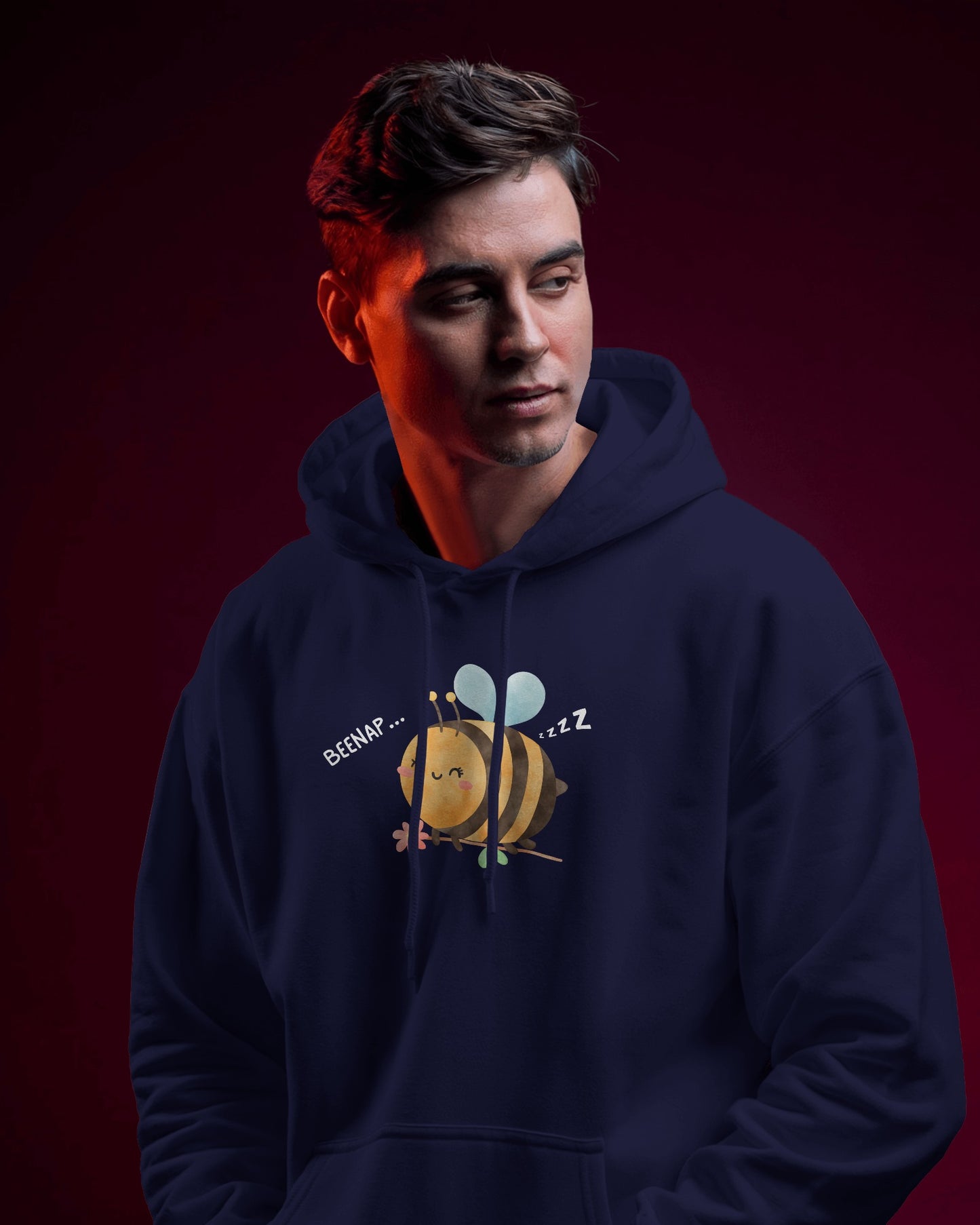 Cute Bee Design - Men's Heavy Blend Hoodie with Floral Design