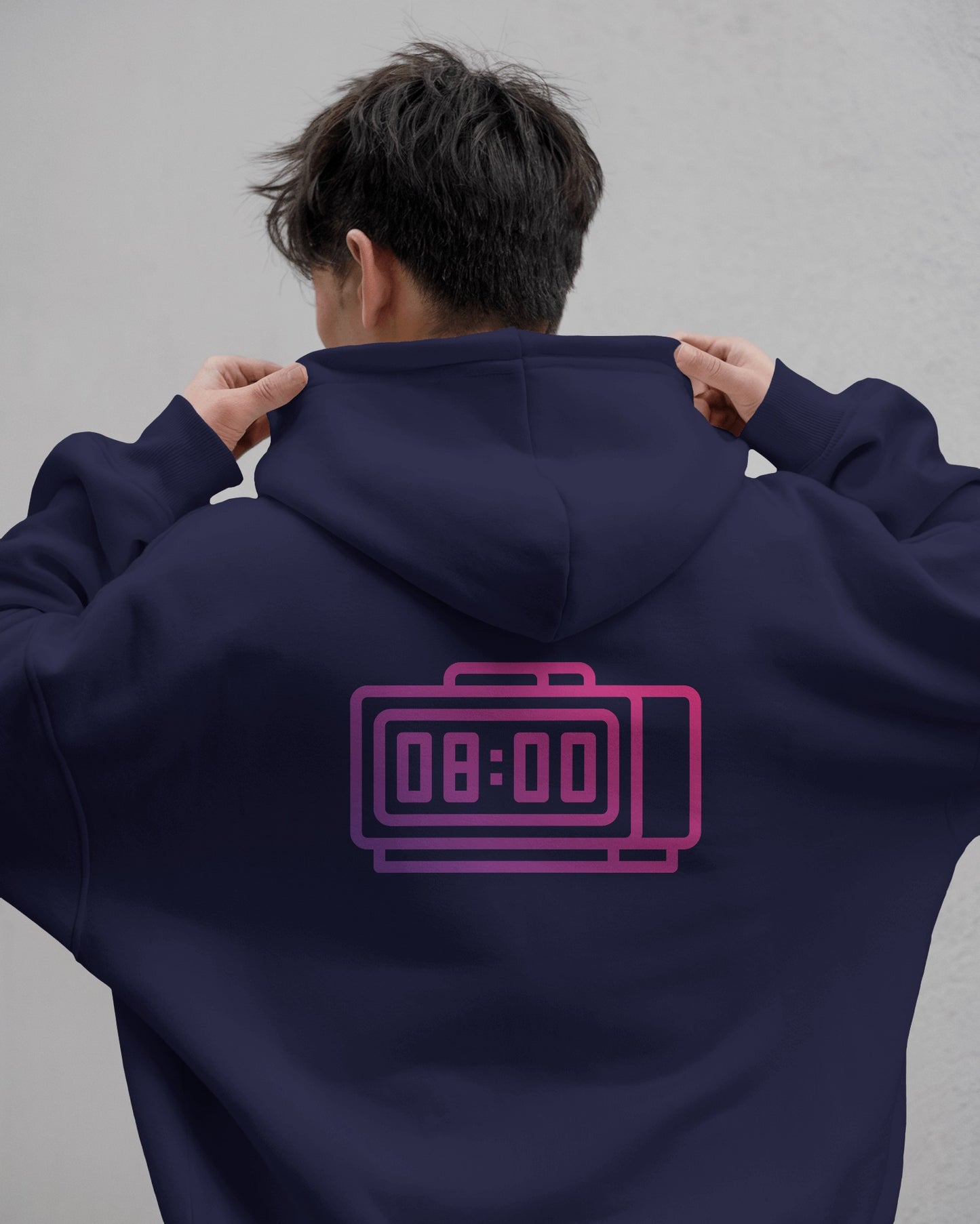 Retro Alarm Clock Men's Back Design Heavy Blend™ Hoodie