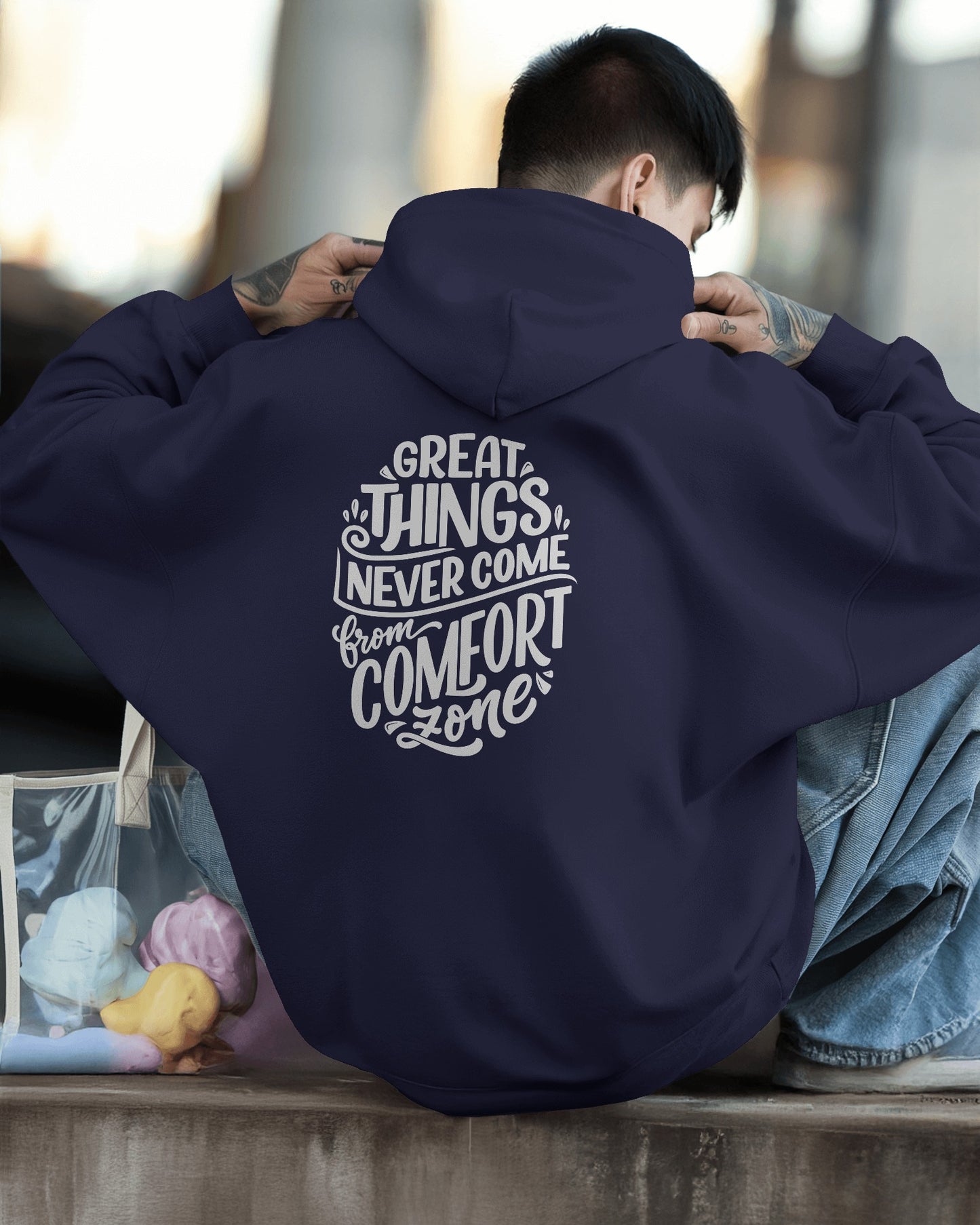Inspirational Quote Hoodie For Men Back Design