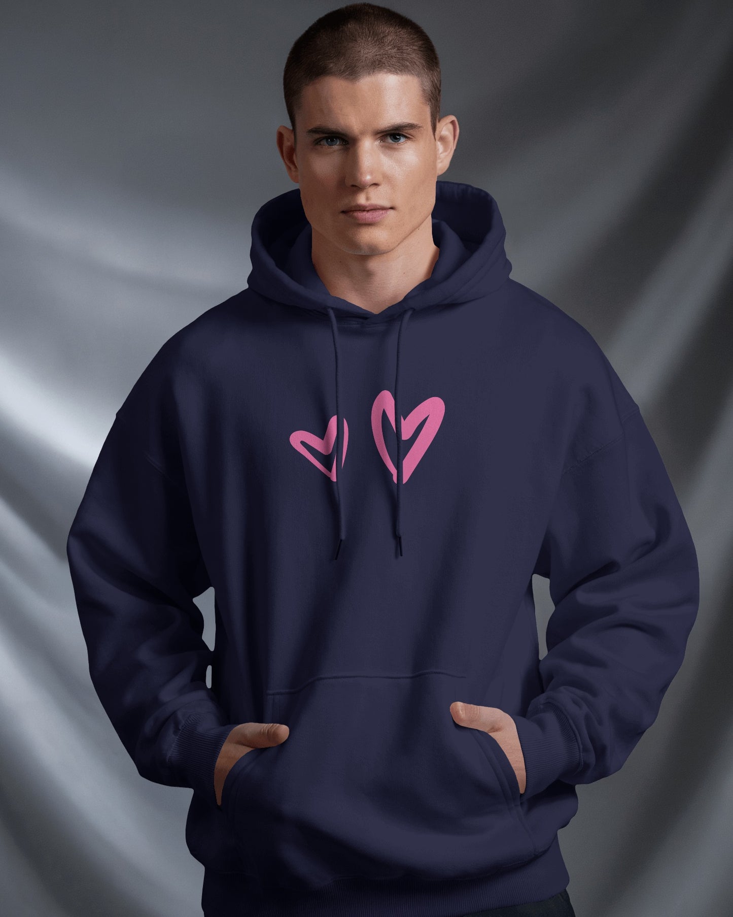 Cute Heart Graphic Men Hoodie - Perfect for Everyday Comfort