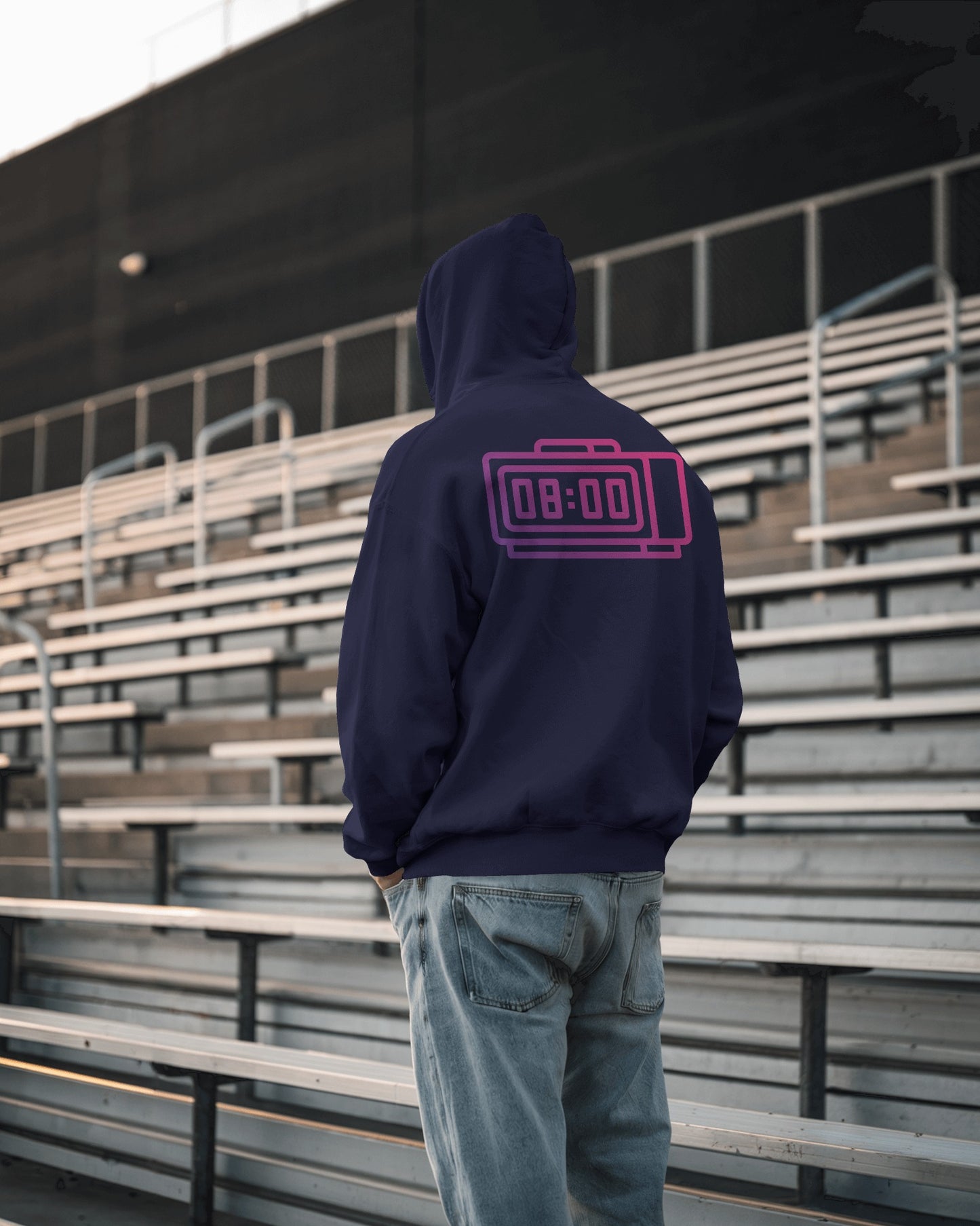 Retro Alarm Clock Men's Back Design Heavy Blend™ Hoodie