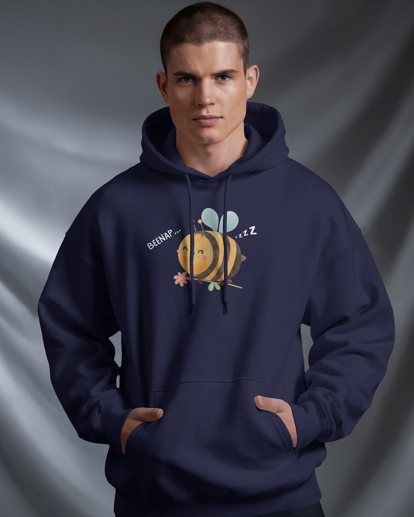 Cute Bee Design - Men's Heavy Blend Hoodie with Floral Design