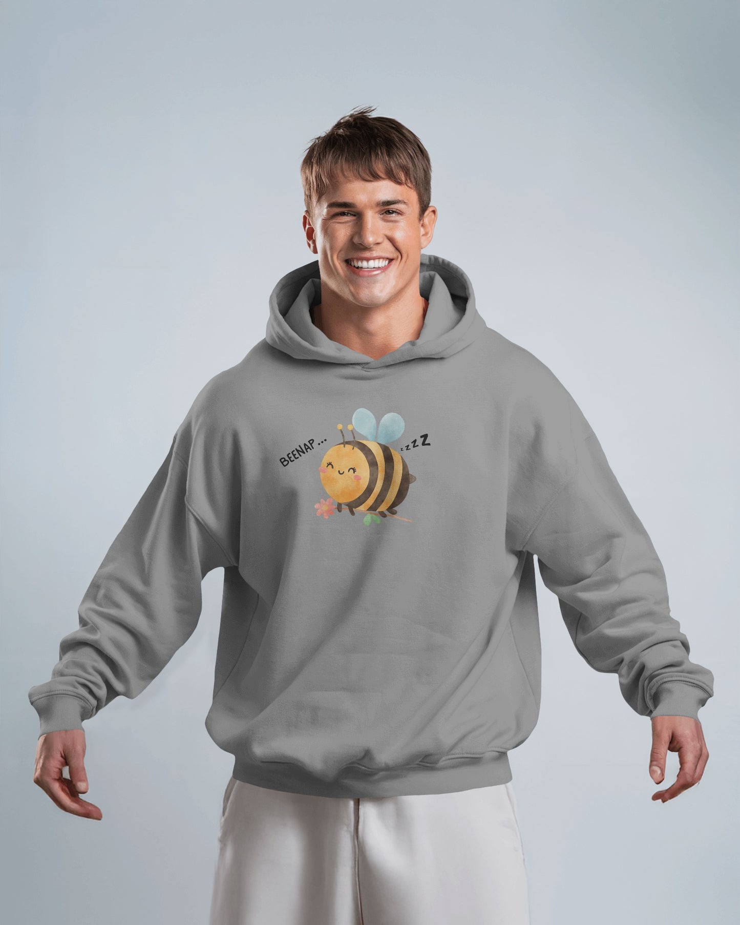 Cute Bee Design - Men's Heavy Blend Hoodie with Floral Design