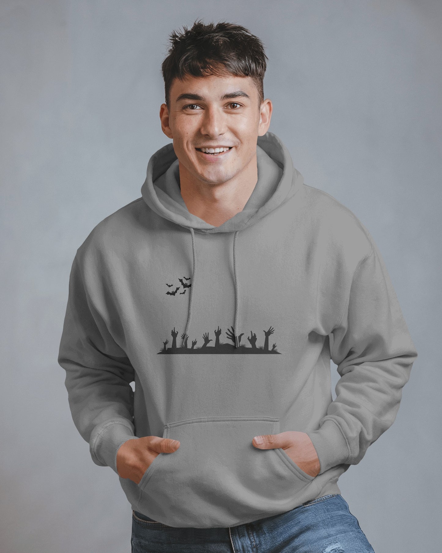 Halloween Themed Men Heavy Blend Hoodie with Spooky Design