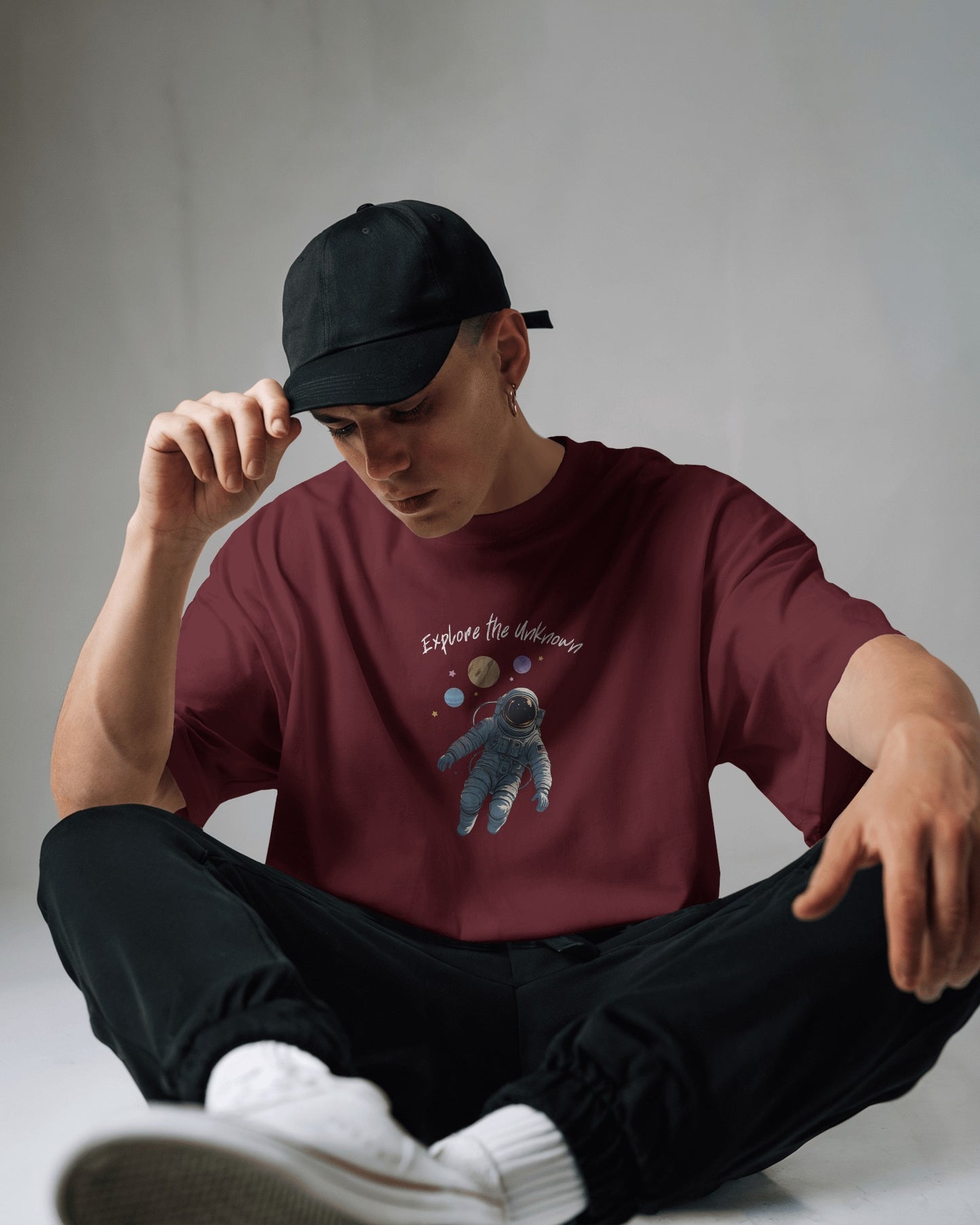 Explore the Unknown Men Heavy Cotton Tee - Astronaut Graphic Shirt