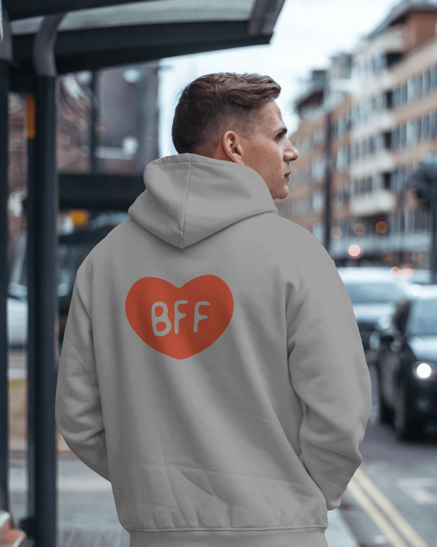 BFF Heart Hoodie - Men's Heavy Blend for Friendship Celebrations