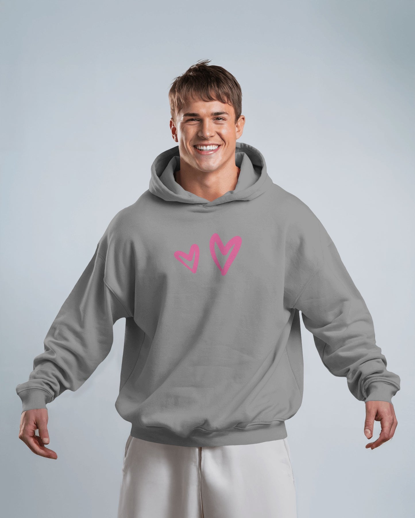 Cute Heart Graphic Men Hoodie - Perfect for Everyday Comfort