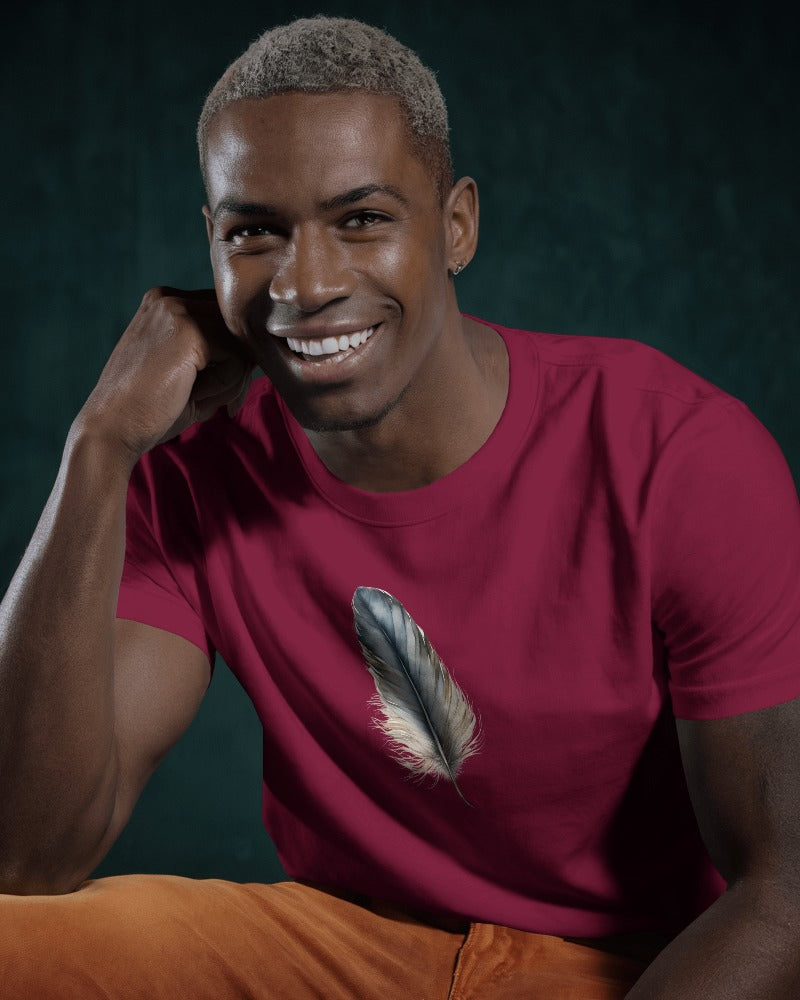 Bohemian Feather Unisex Heavy Cotton Tee - Comfortable, Artistic T-Shirt for Nature Lovers