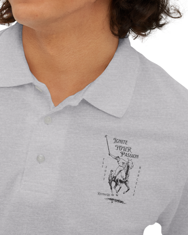 Men's Piqué Polo T-Shirt with RaymaxUS Horse Rider Design - Perfect for Everyday Wear