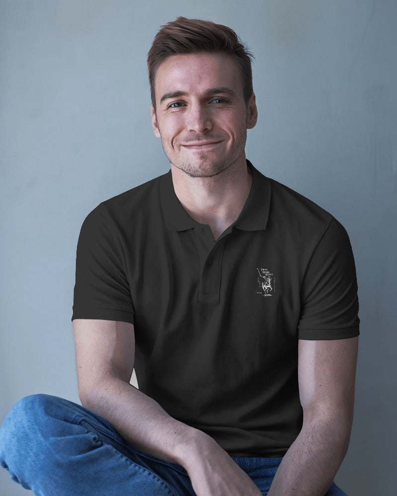 Men's Piqué Polo T-Shirt with RaymaxUS Horse Rider Design - Perfect for Everyday Wear