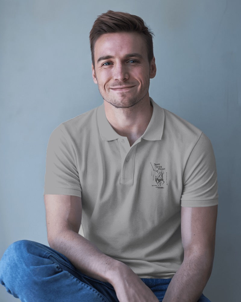 Men's Piqué Polo T-Shirt with RaymaxUS Horse Rider Design - Perfect for Everyday Wear