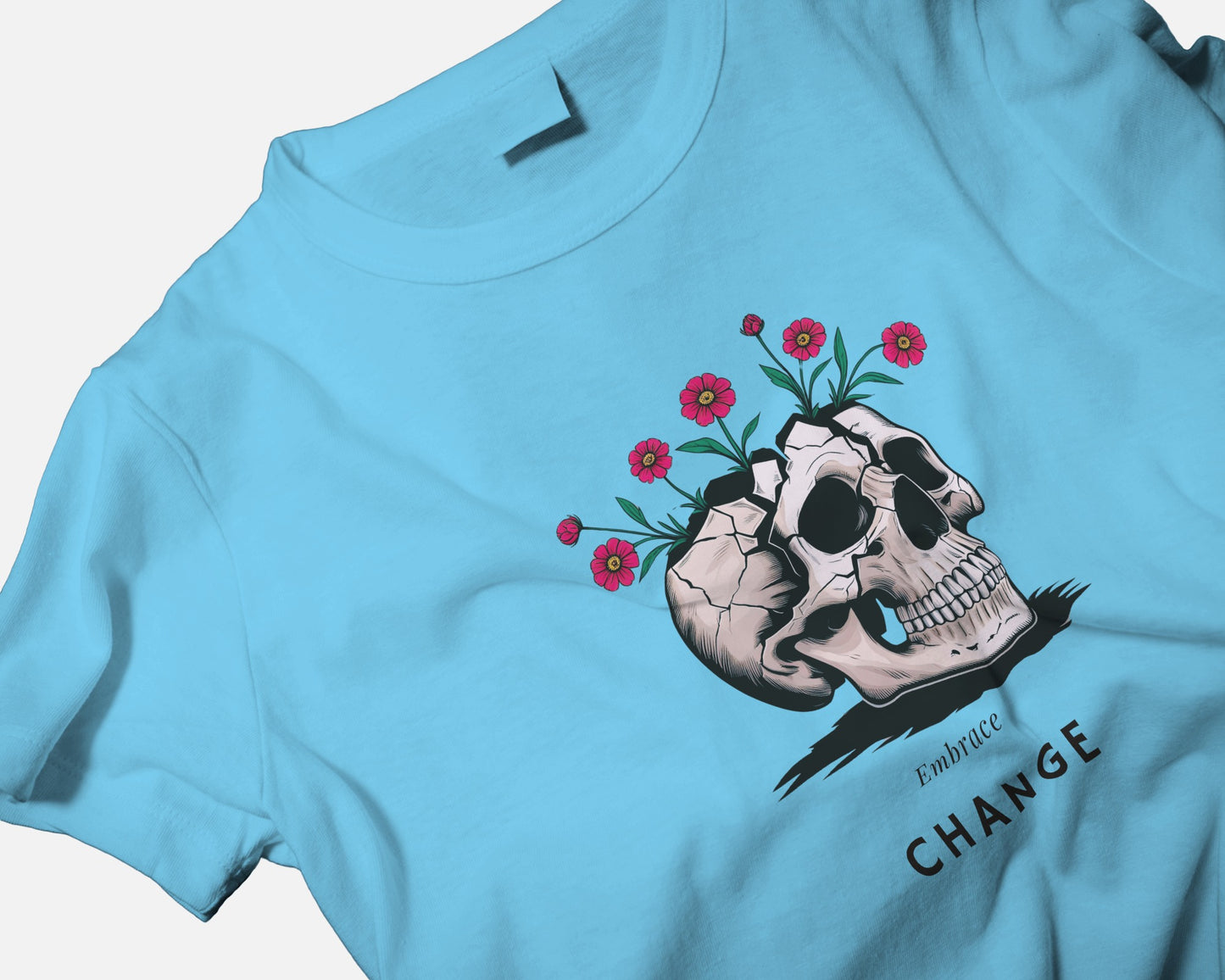 Men Heavy Cotton Tee- Floral Skull Design Exclusive Edition