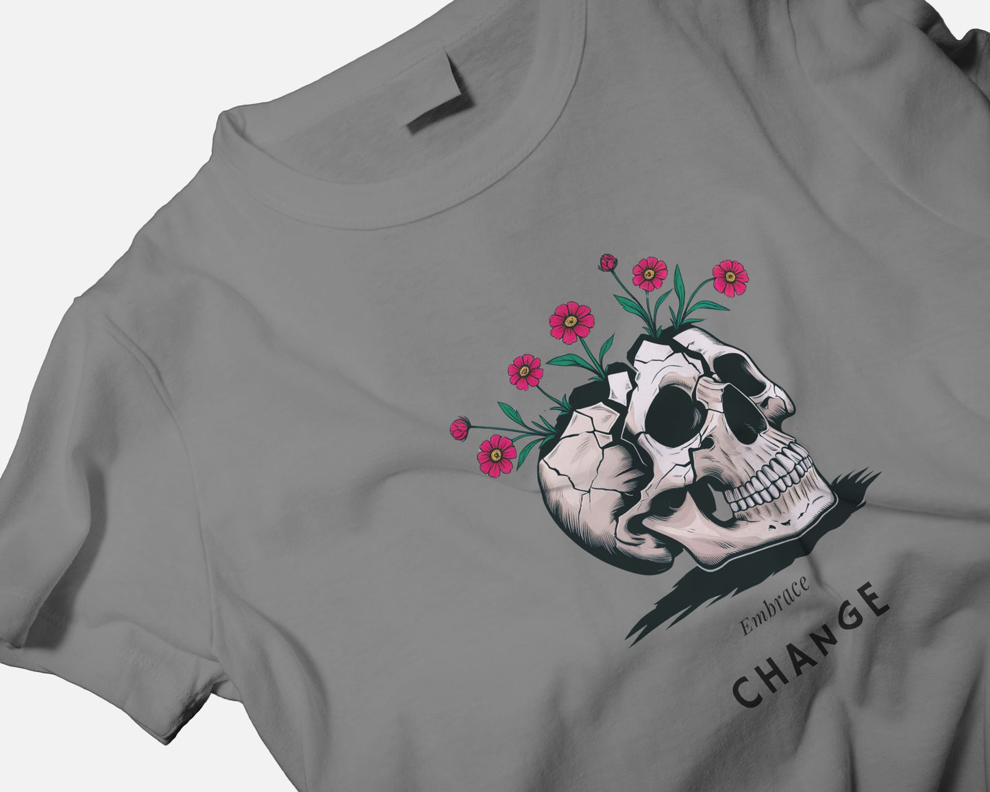Men Heavy Cotton Tee- Floral Skull Design Exclusive Edition