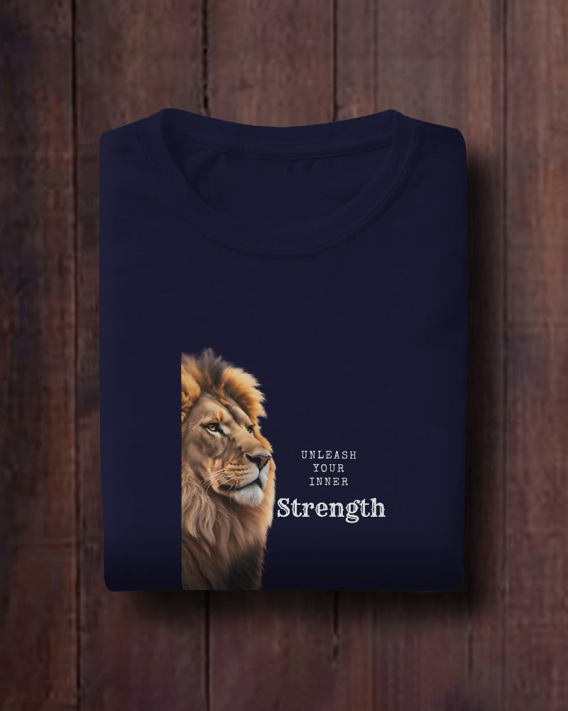 Men Heavy Cotton Tee Lion Design - Unleash Your Inner Strength
