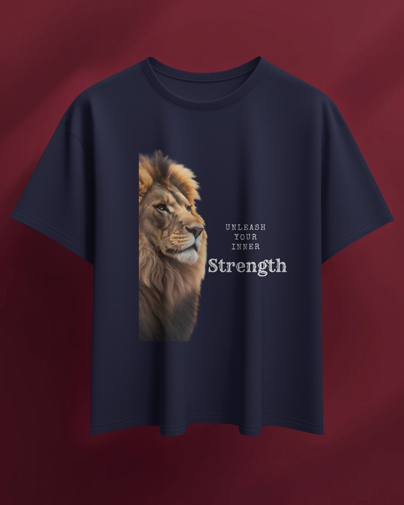 Men Heavy Cotton Tee Lion Design - Unleash Your Inner Strength